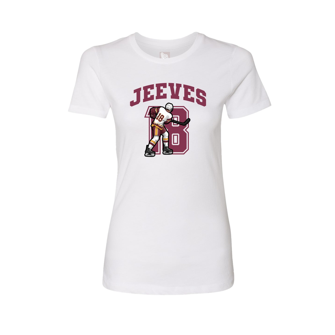 Fitted Women's Tee — Number in White