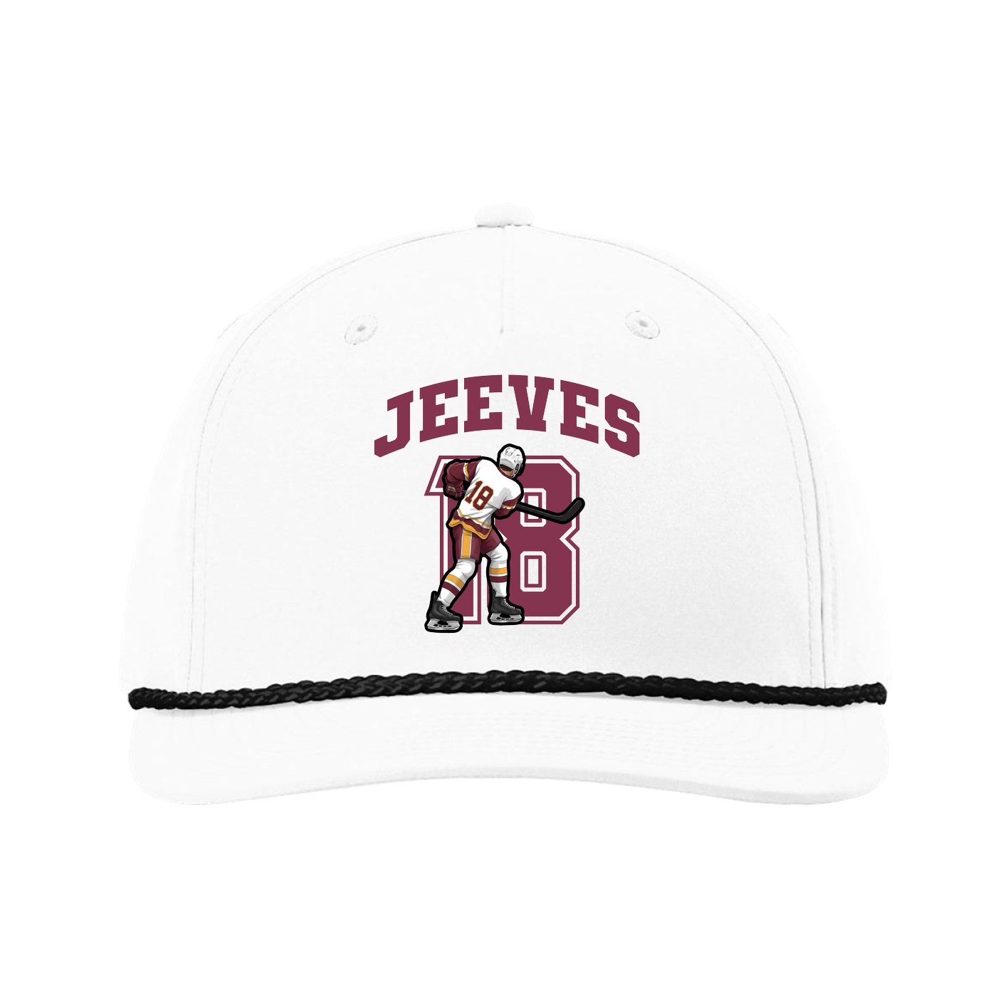 Five-Panel Classic Rope Cap — Number in White