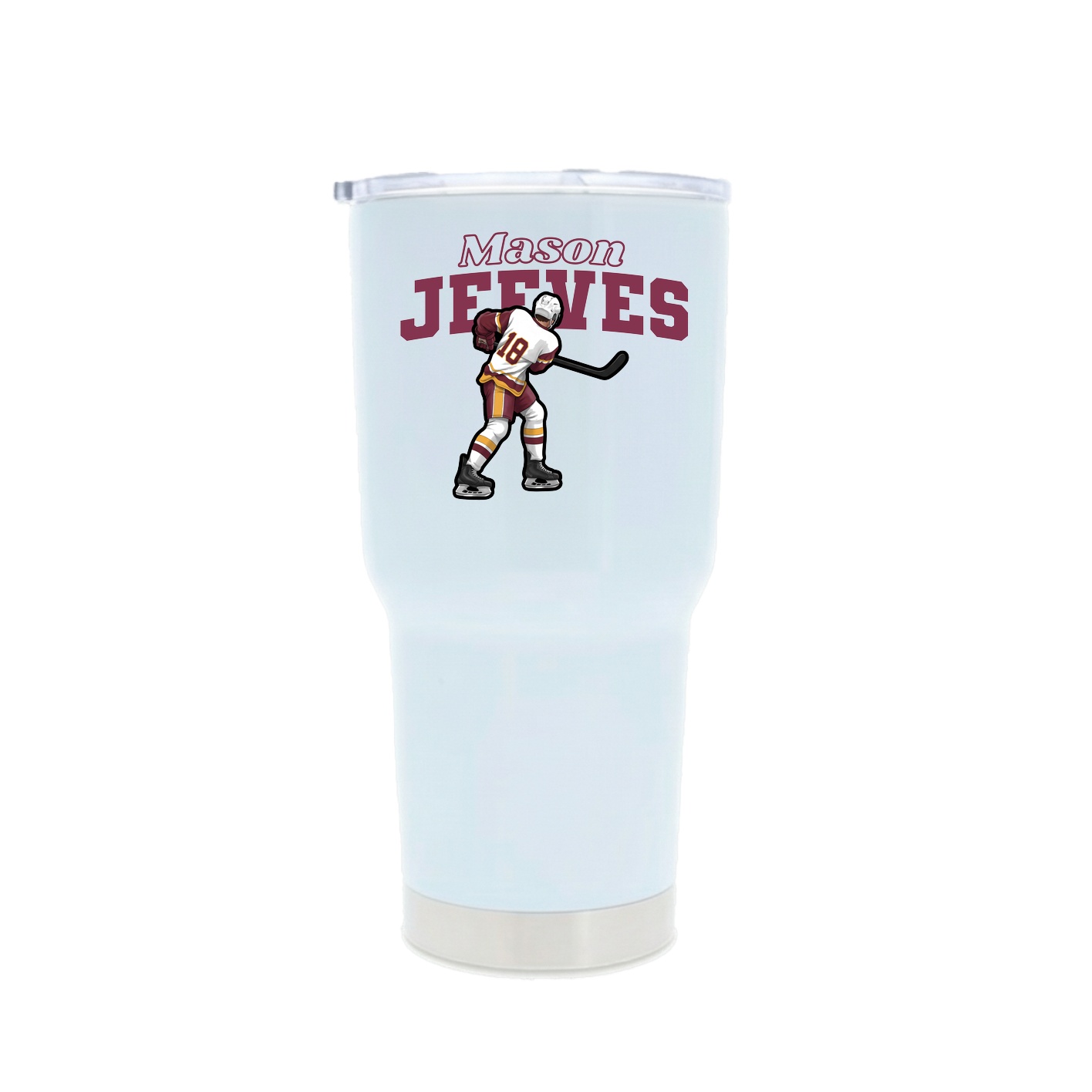 30oz Stainless Steel Tumbler — Name Arch in White