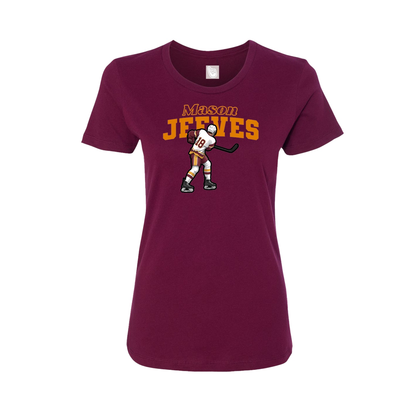 Fitted Women's Tee — Name Arch in Maroon