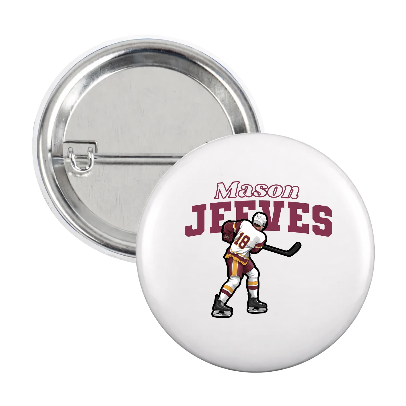 Game Day Button — Name Arch in White