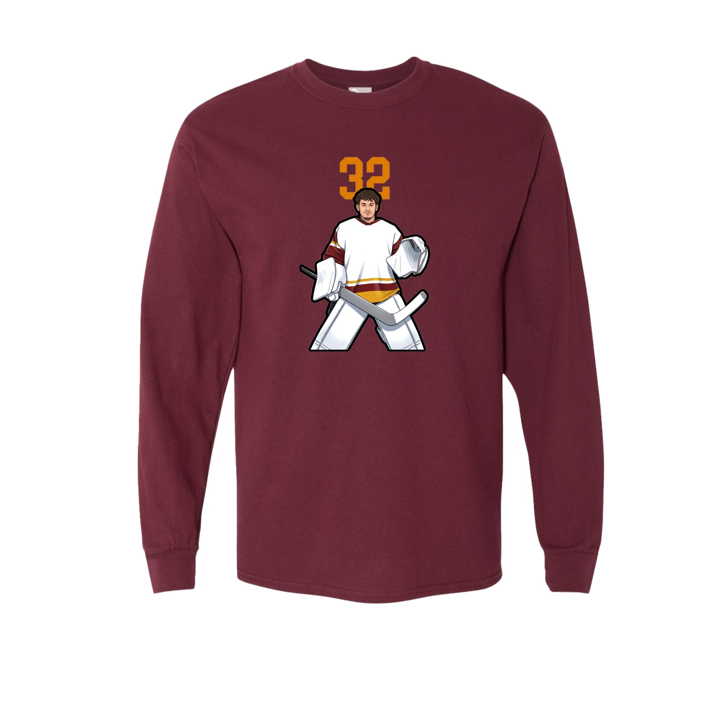 Long Sleeve Tee — Number Top in Maroon