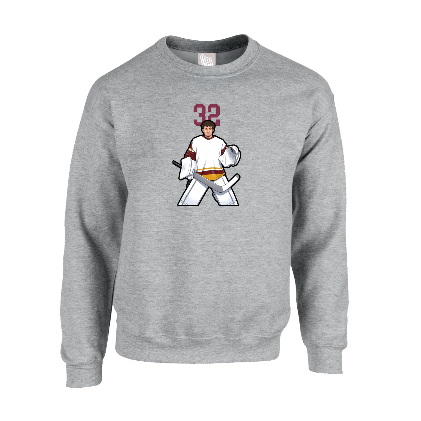 Fleece Crew — Number Top in Grey
