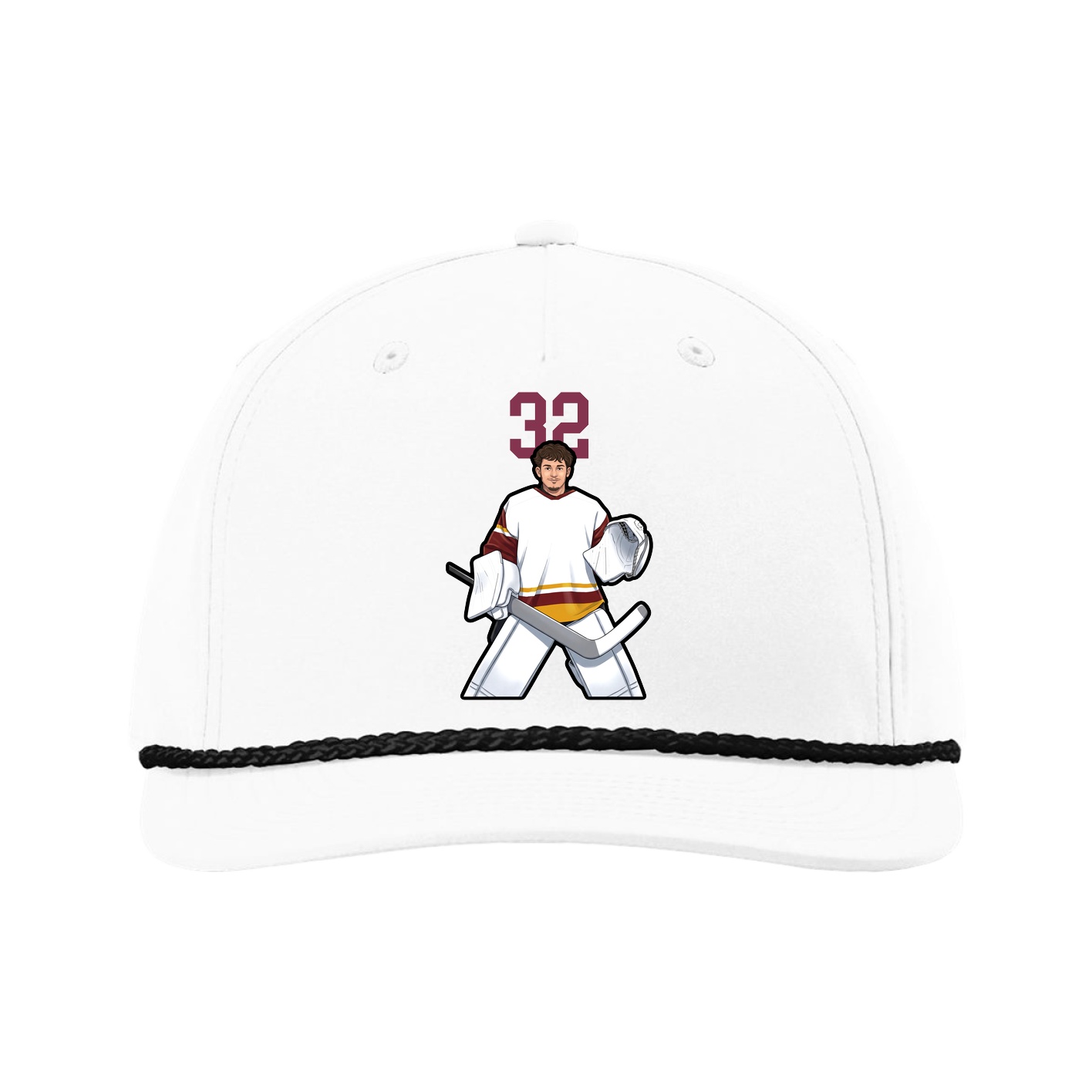 Five-Panel Classic Rope Cap — Number Top in White