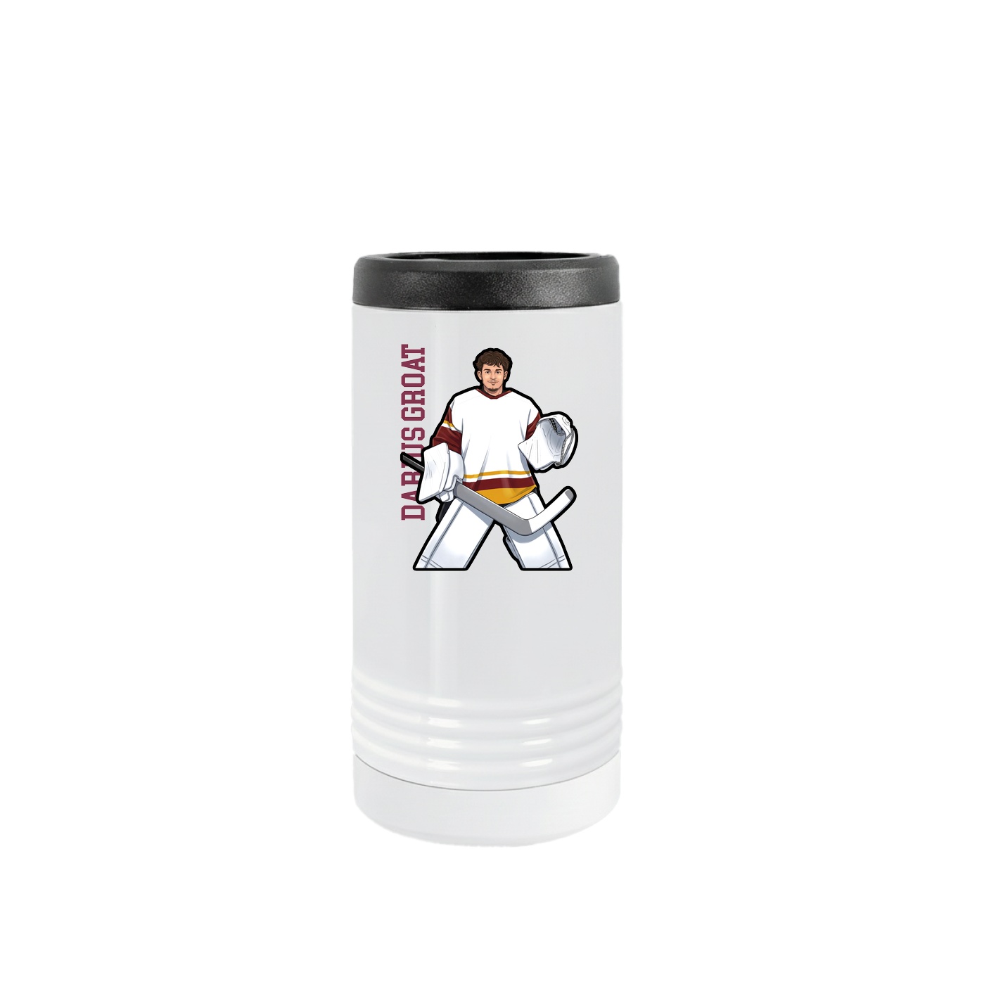 Slim Beverage Holder — Name Vertical in White