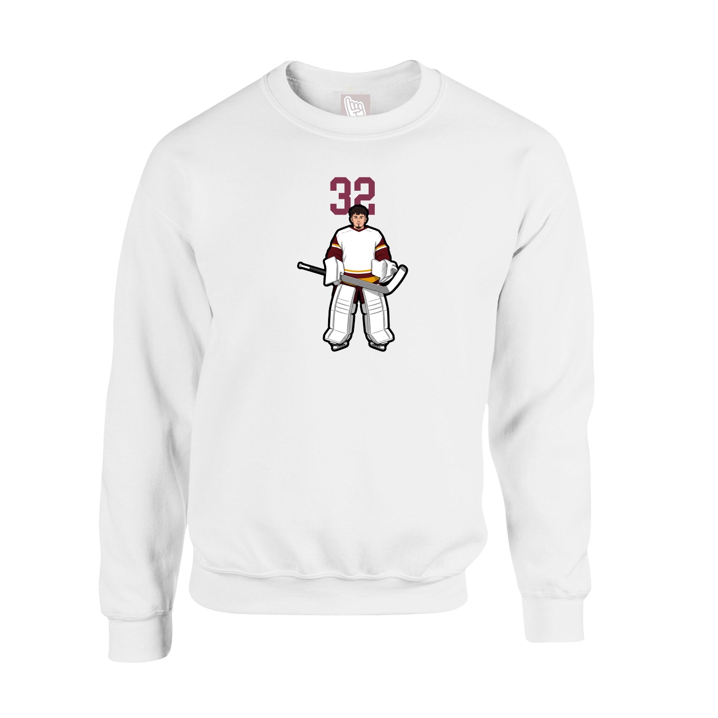 Fleece Crew — Number Top in White