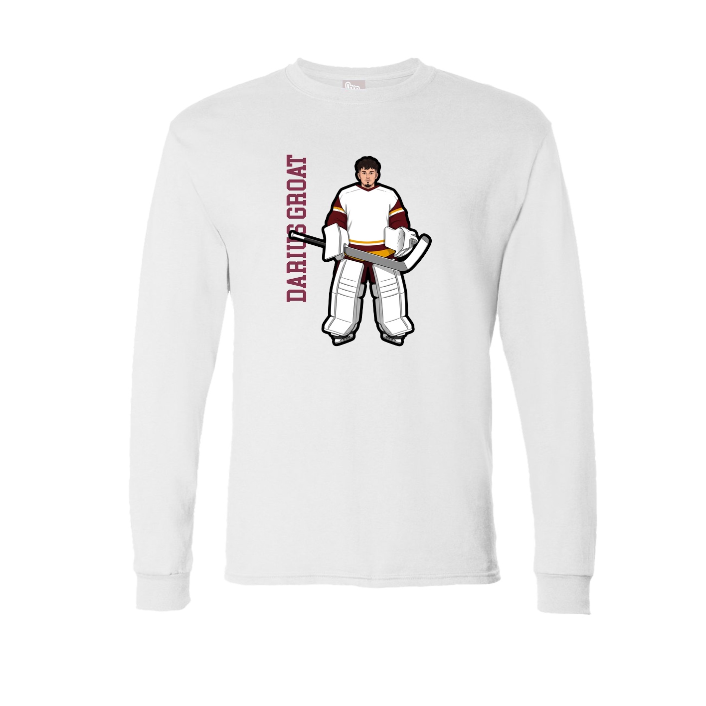 Long Sleeve Tee — Name Vertical in White