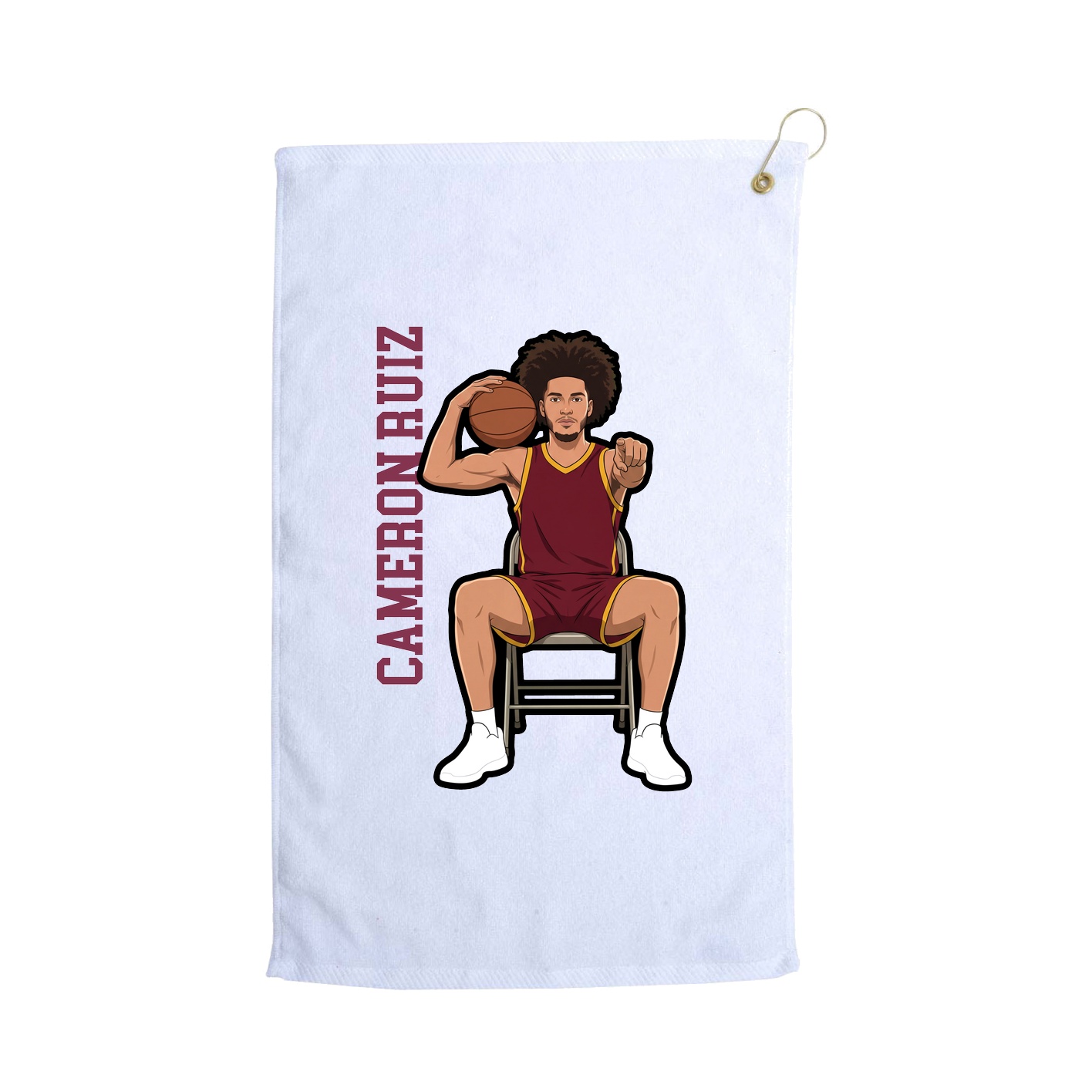 Golf Towel — Name Vertical in White