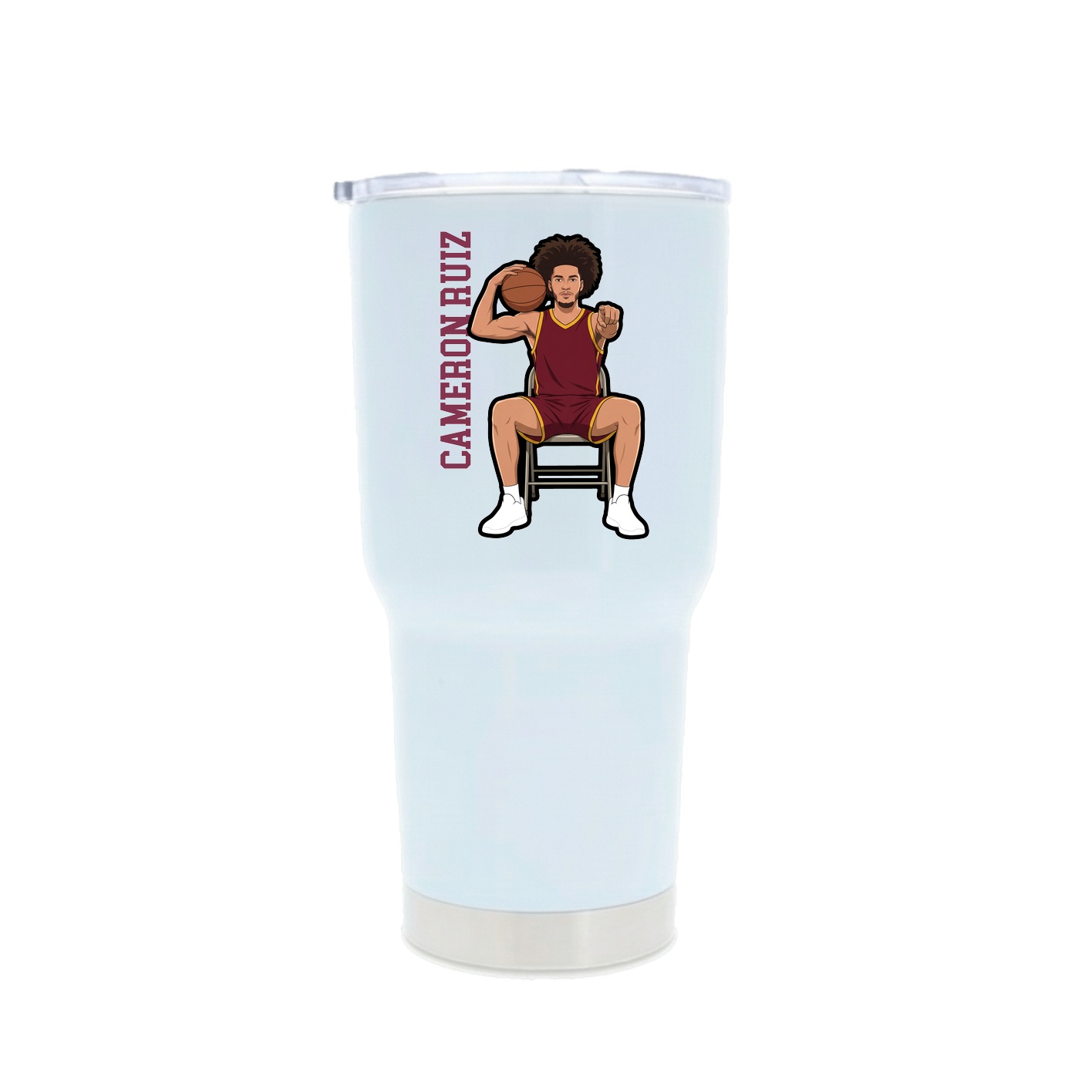 30oz Stainless Steel Tumbler — Name Vertical in White