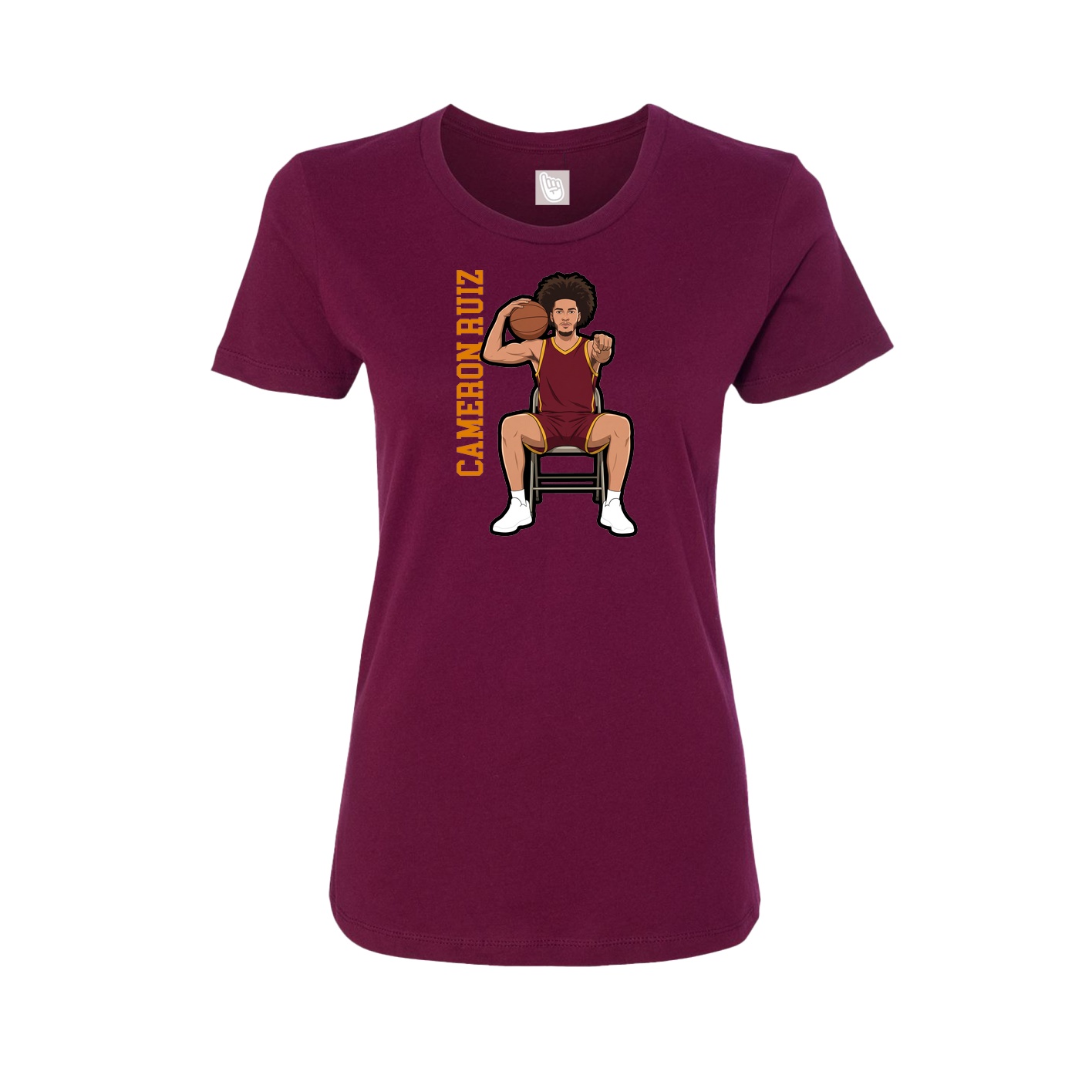 Fitted Women's Tee — Name Vertical in Maroon