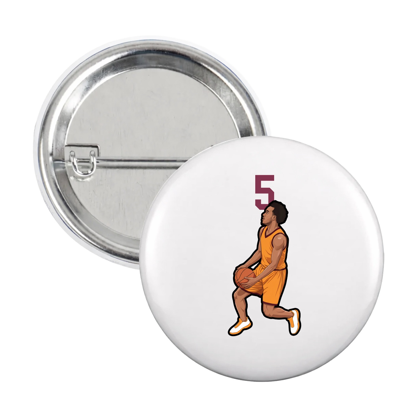 Game Day Button — Number Top in White