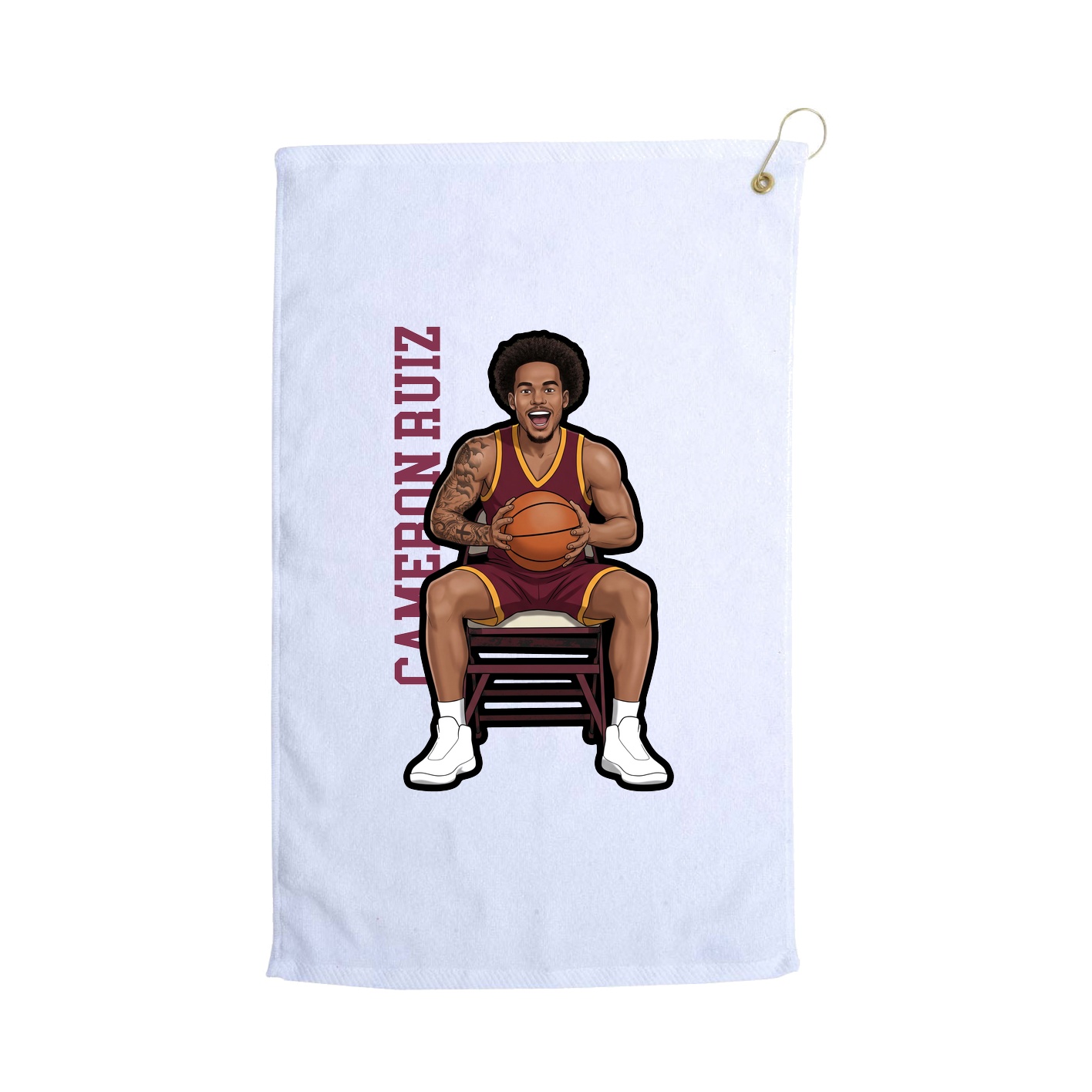Golf Towel — Name Vertical in White