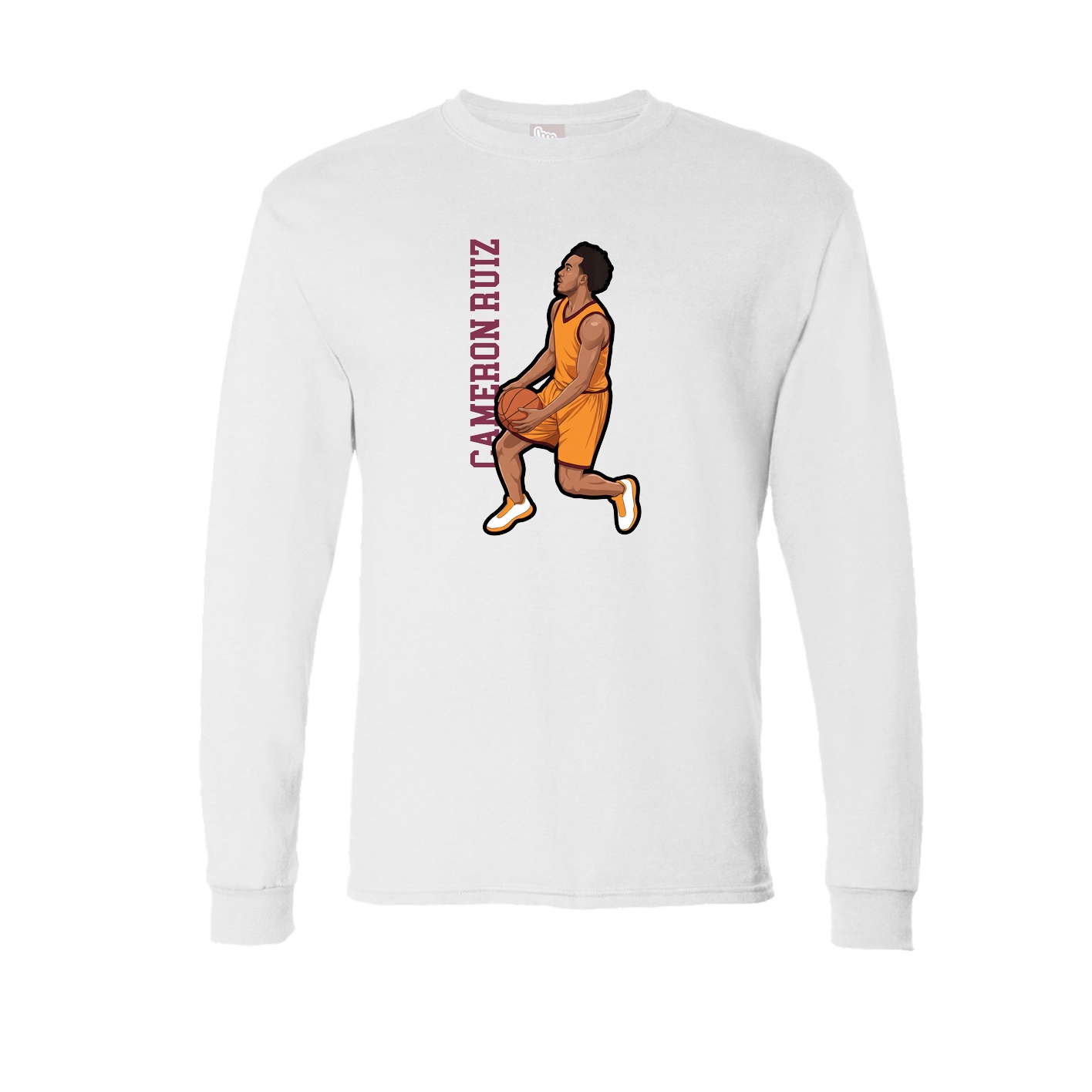 Long Sleeve Tee — Name Vertical in White