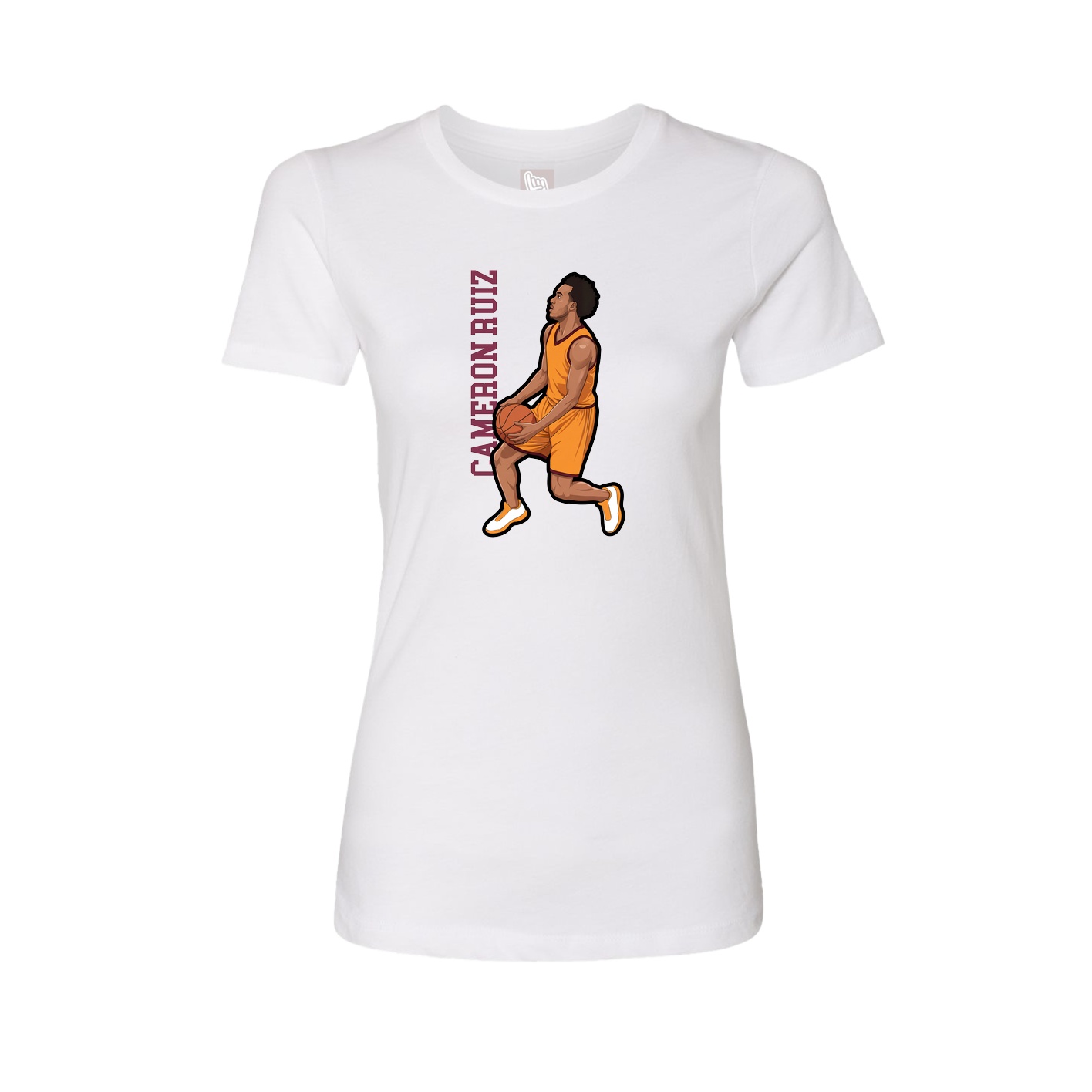 Fitted Women's Tee — Name Vertical in White