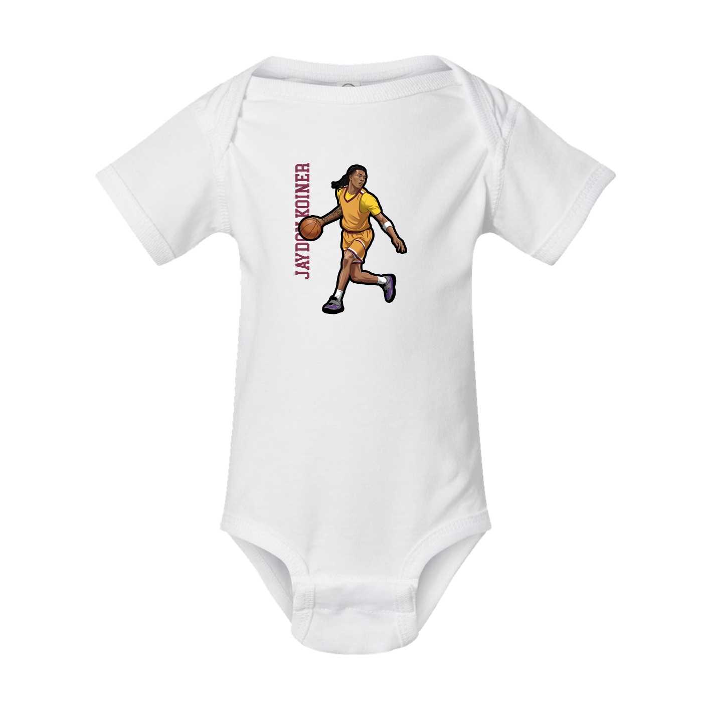 Baby Onesie — Name Vertical in White