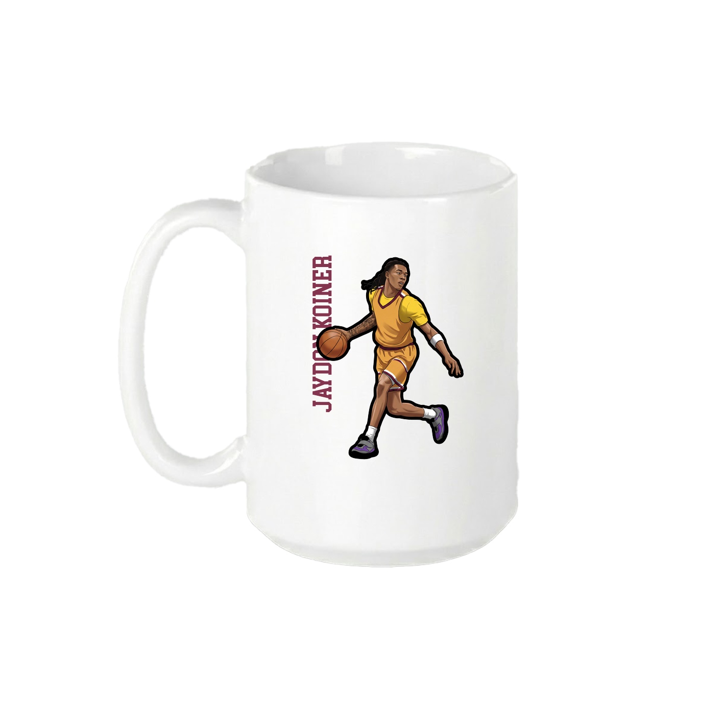15oz Coffee Mug — Name Vertical in White