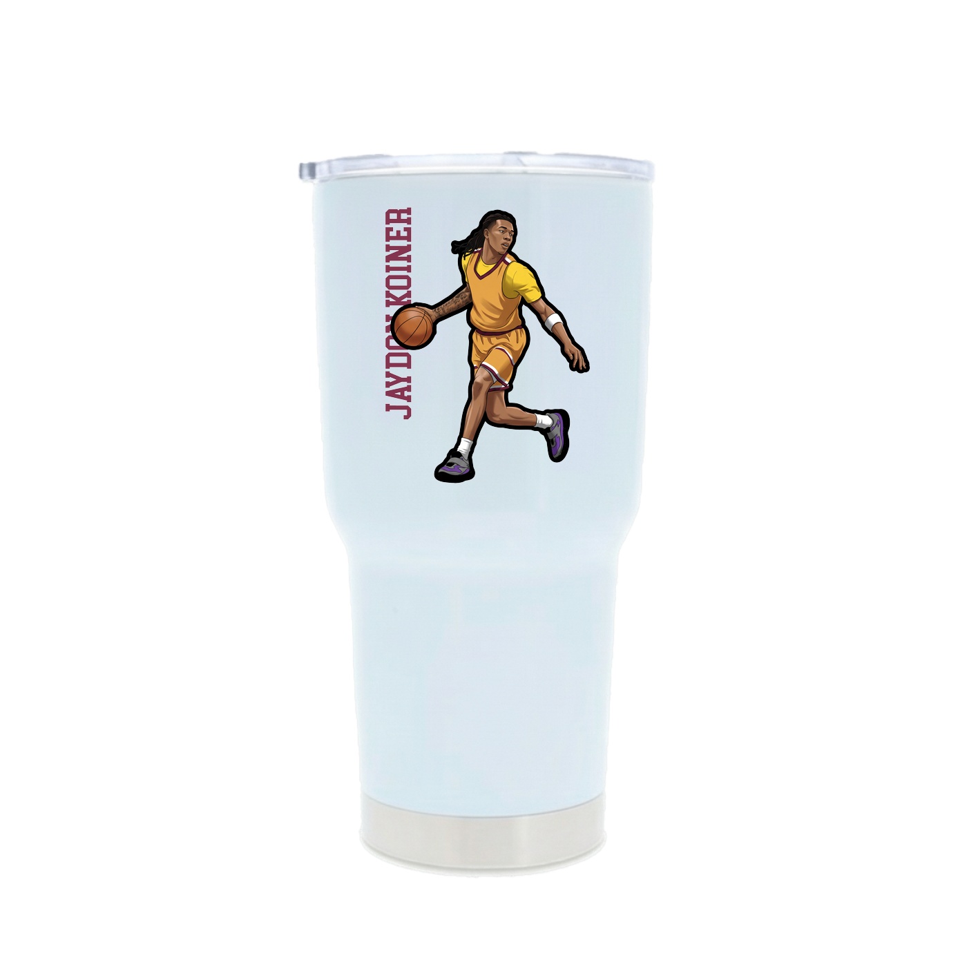 30oz Stainless Steel Tumbler — Name Vertical in White