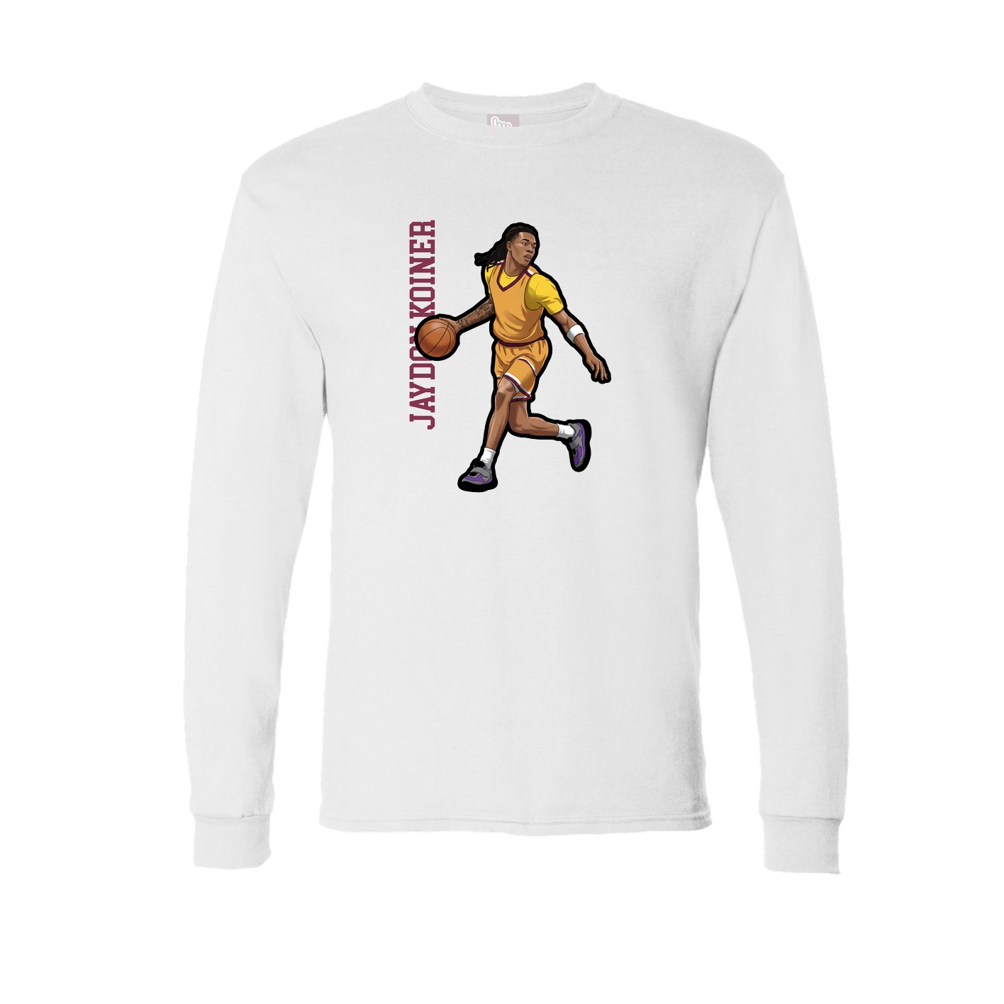 Long Sleeve Tee — Name Vertical in White