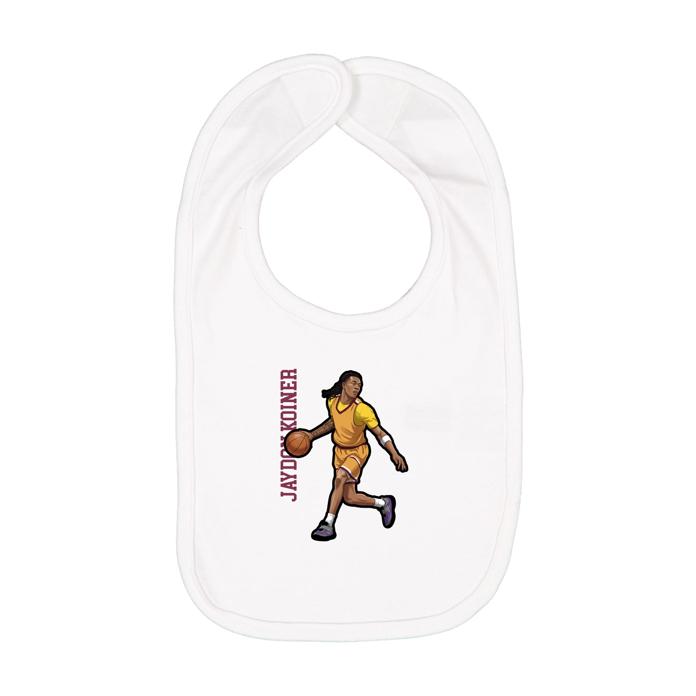 Infant Bib — Name Vertical in White
