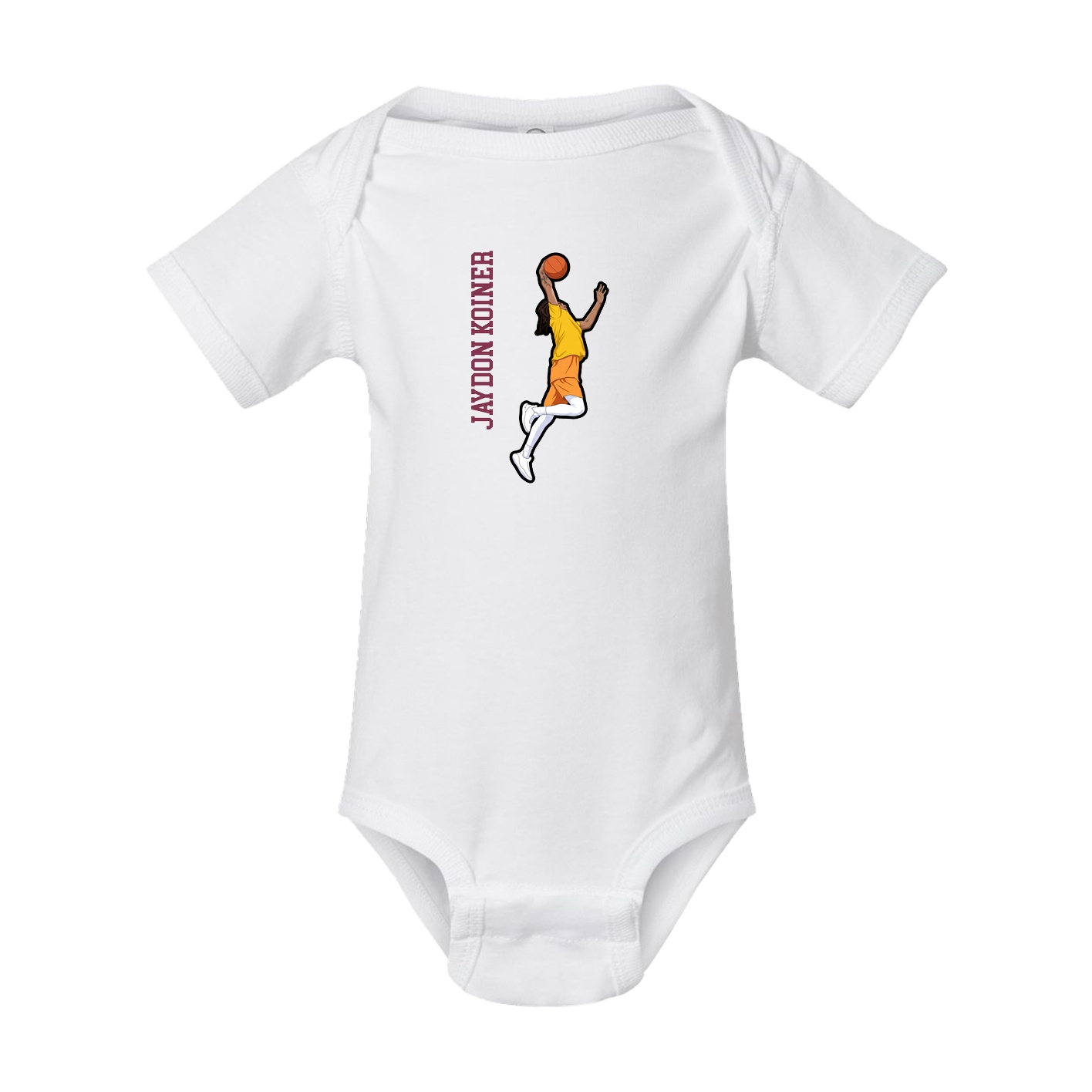Baby Onesie — Name Vertical in White