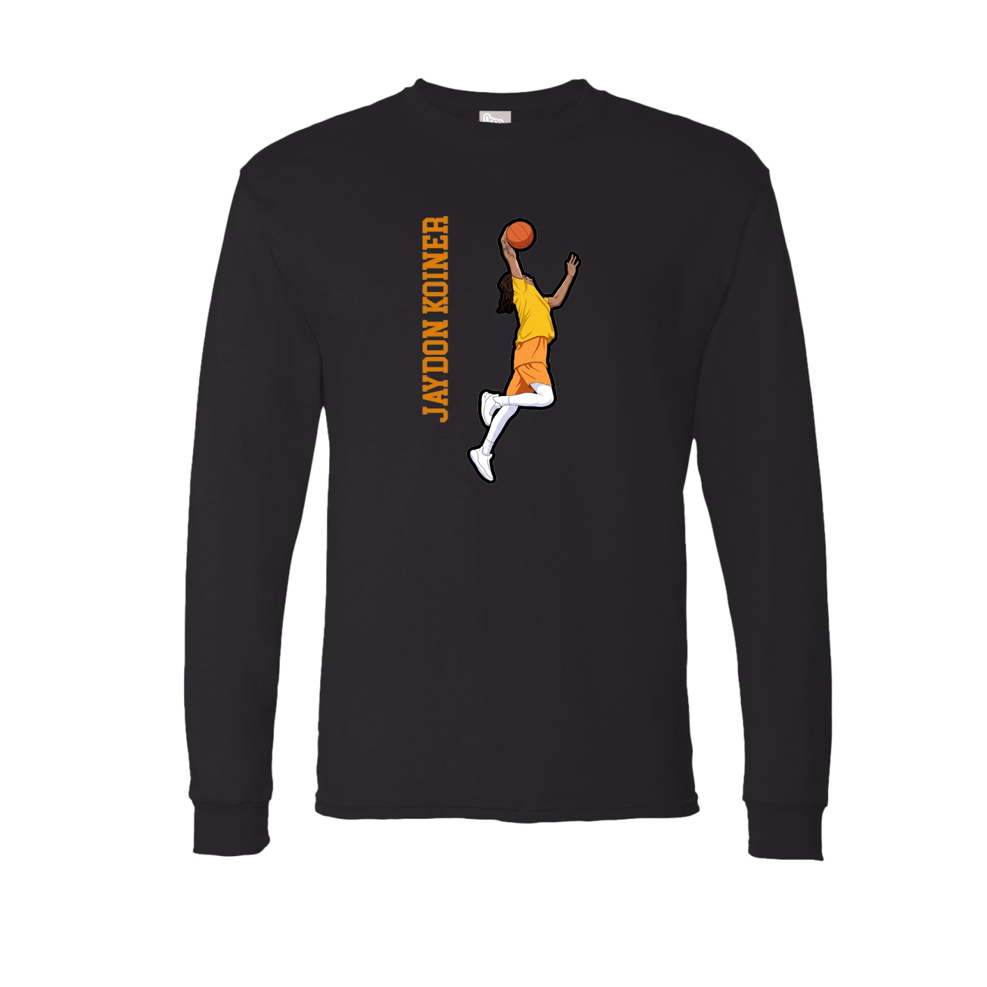 Long Sleeve Tee — Name Vertical in Black