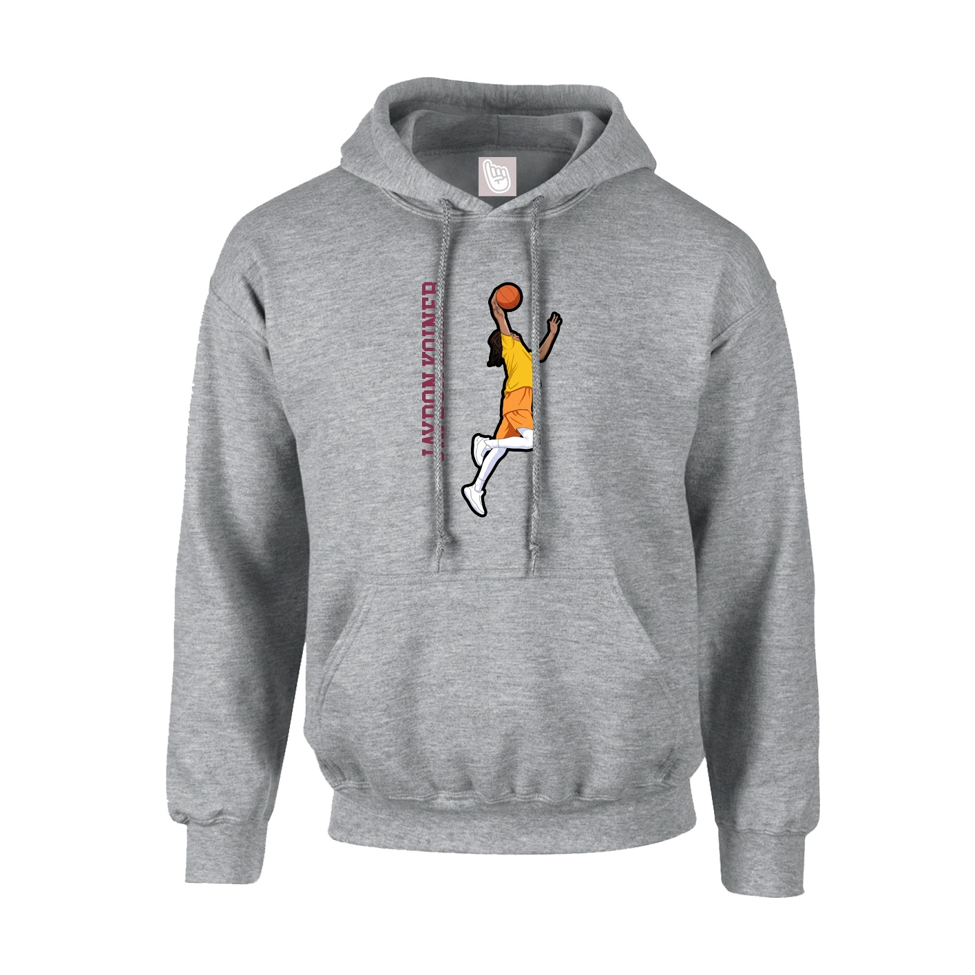 Youth Hoodie — Name Vertical in Grey