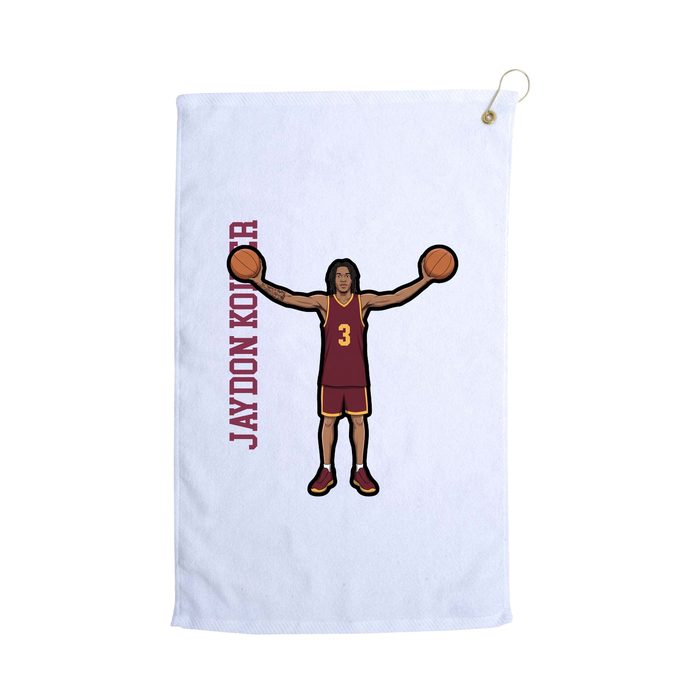 Golf Towel — Name Vertical in White