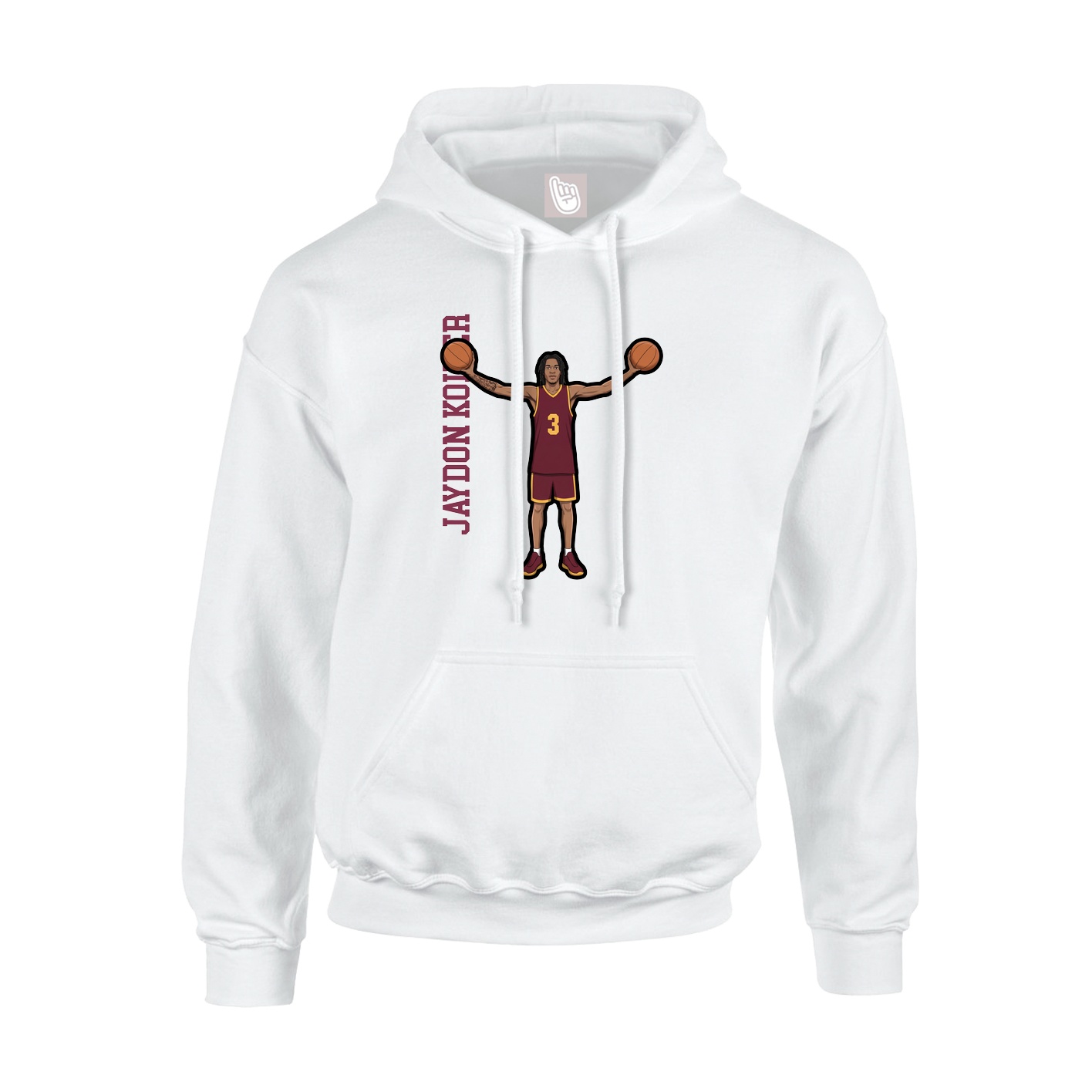 Youth Hoodie — Name Vertical in White