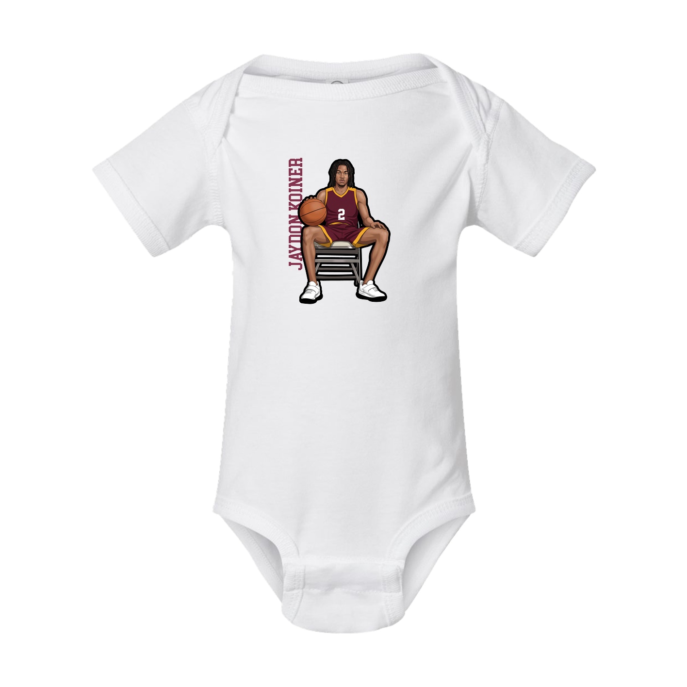 Baby Onesie — Name Vertical in White