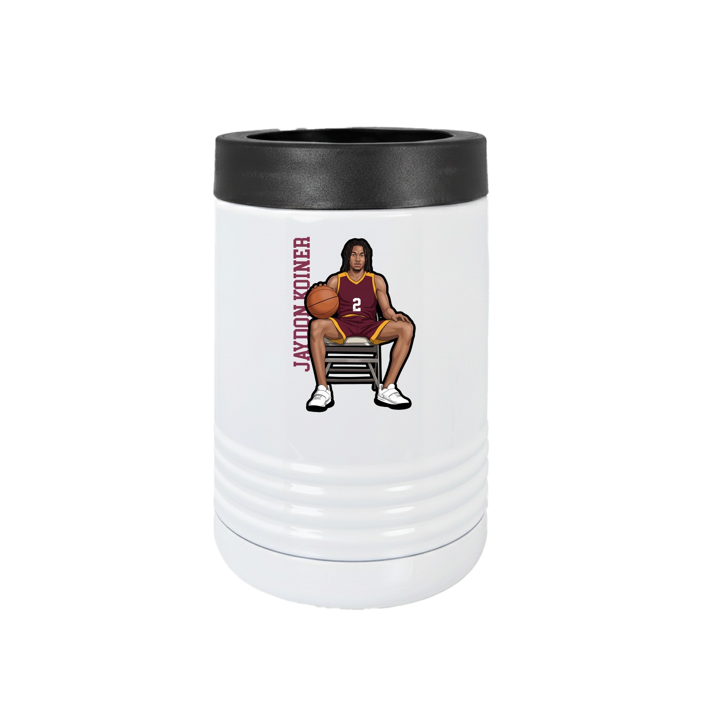 Beverage Holder — Name Vertical in White