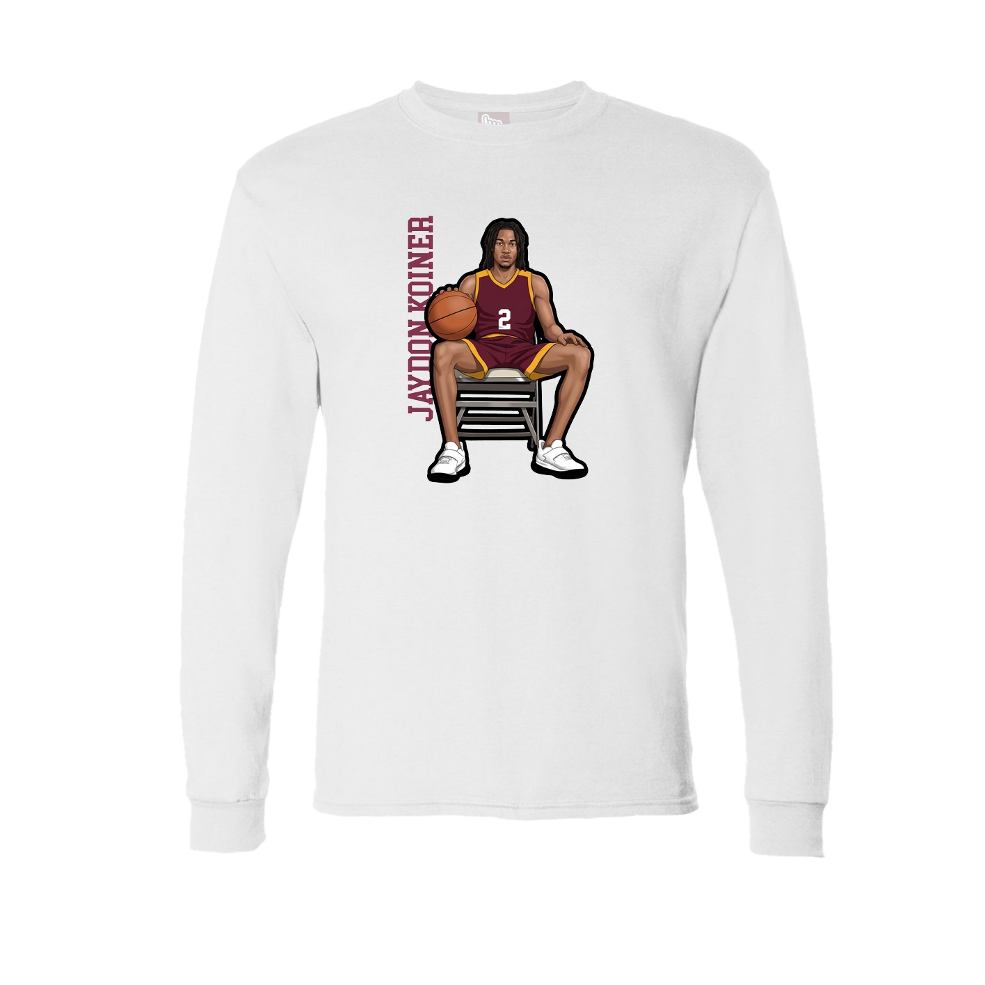 Long Sleeve Tee — Name Vertical in White