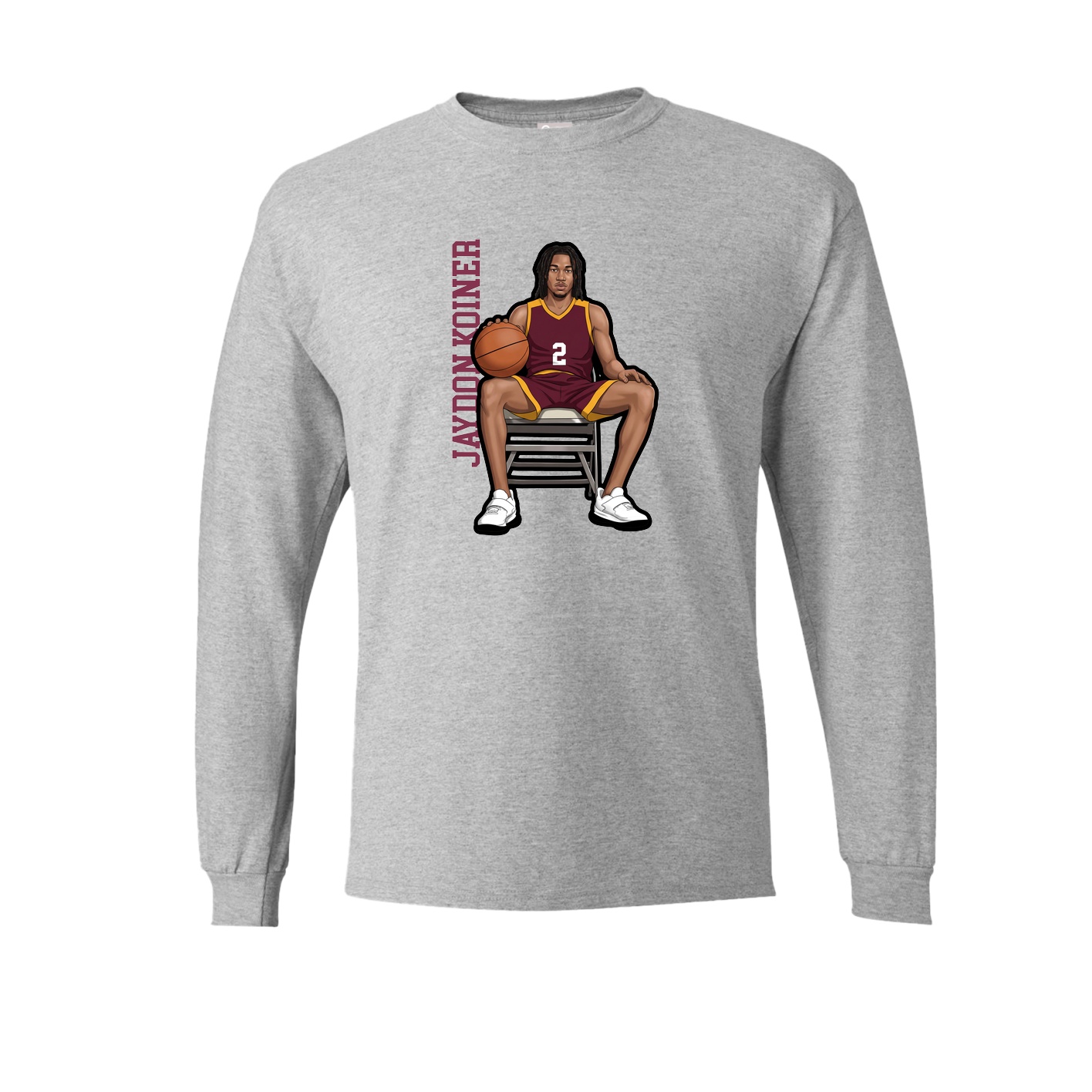 Long Sleeve Tee — Name Vertical in Grey