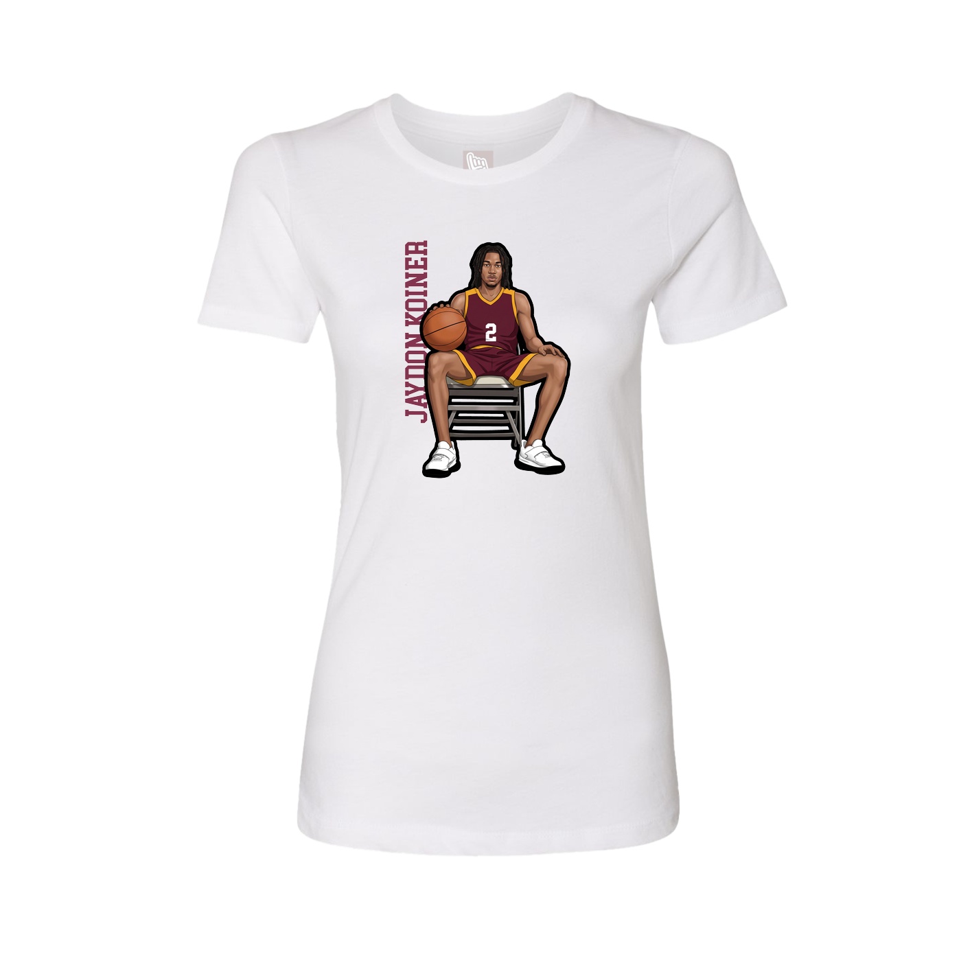 Womens Tee — Name Vertical in White
