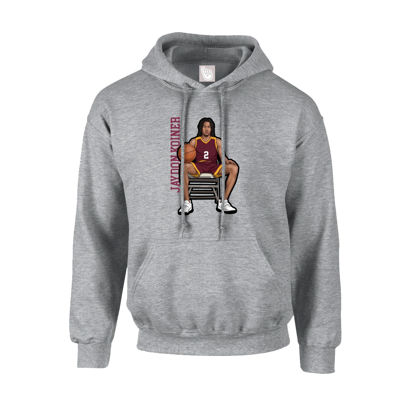 Hoodie — Name Vertical in Grey