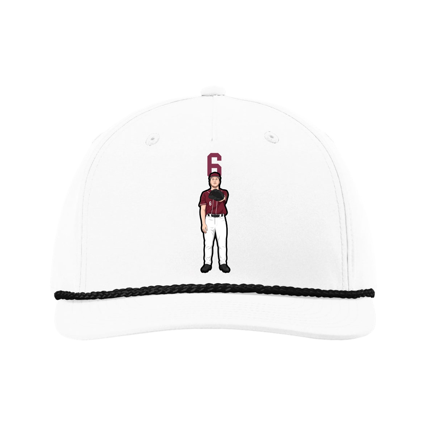Five-Panel Classic Rope Cap — Number Top in White