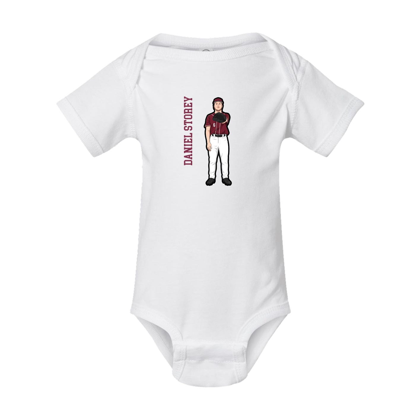 Baby Onesie — Name Vertical in White