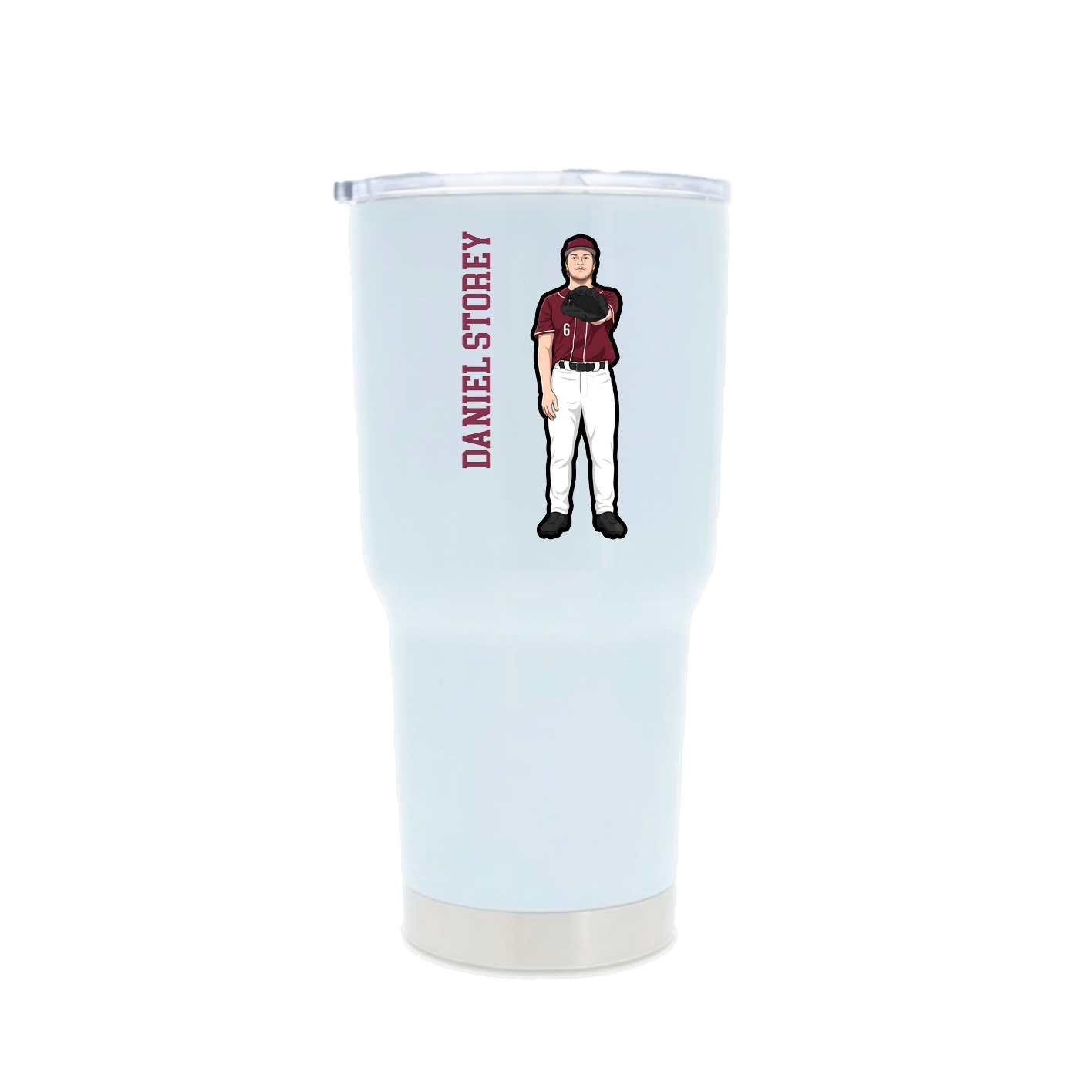 30oz Stainless Steel Tumbler — Name Vertical in White