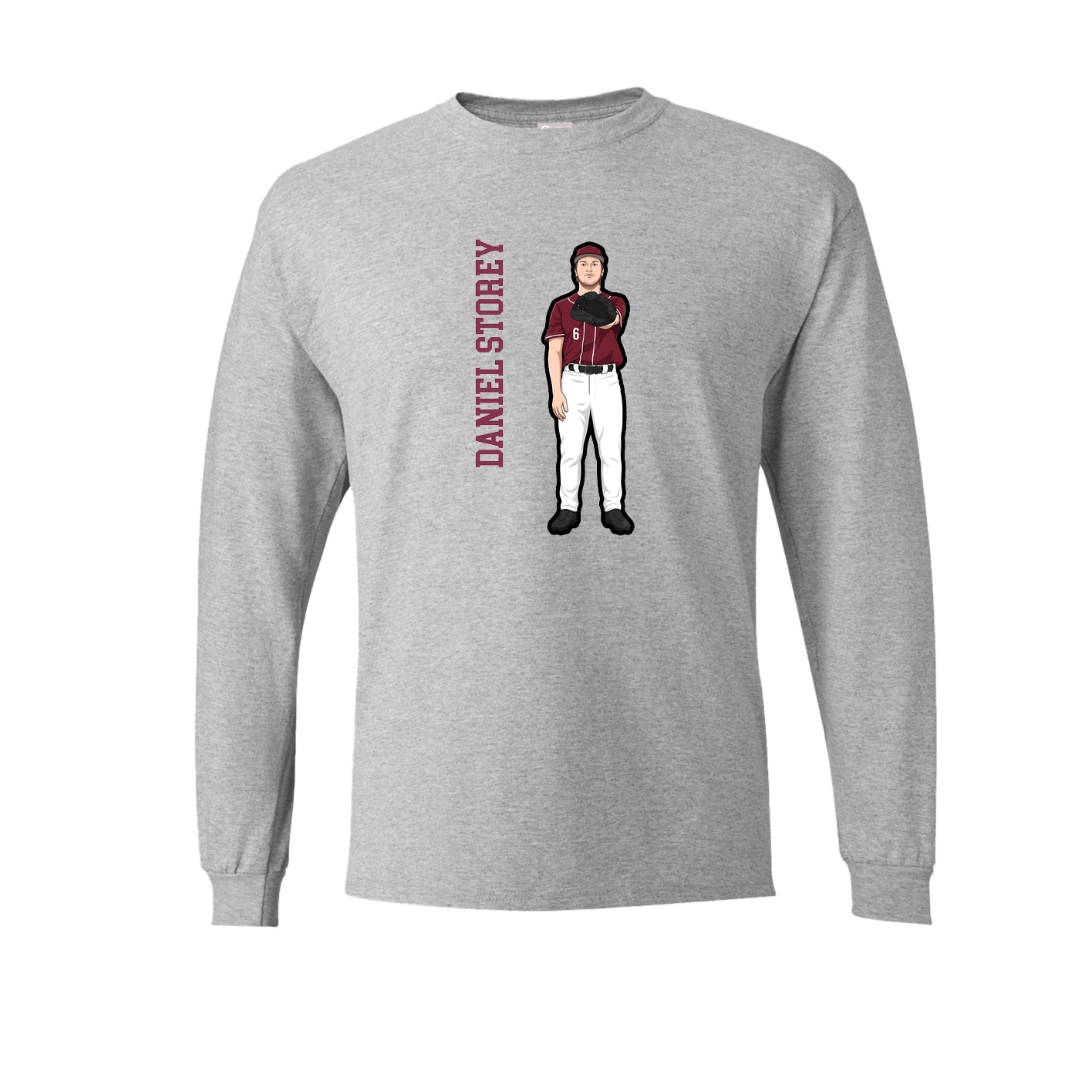 Long Sleeve Tee — Name Vertical in Grey