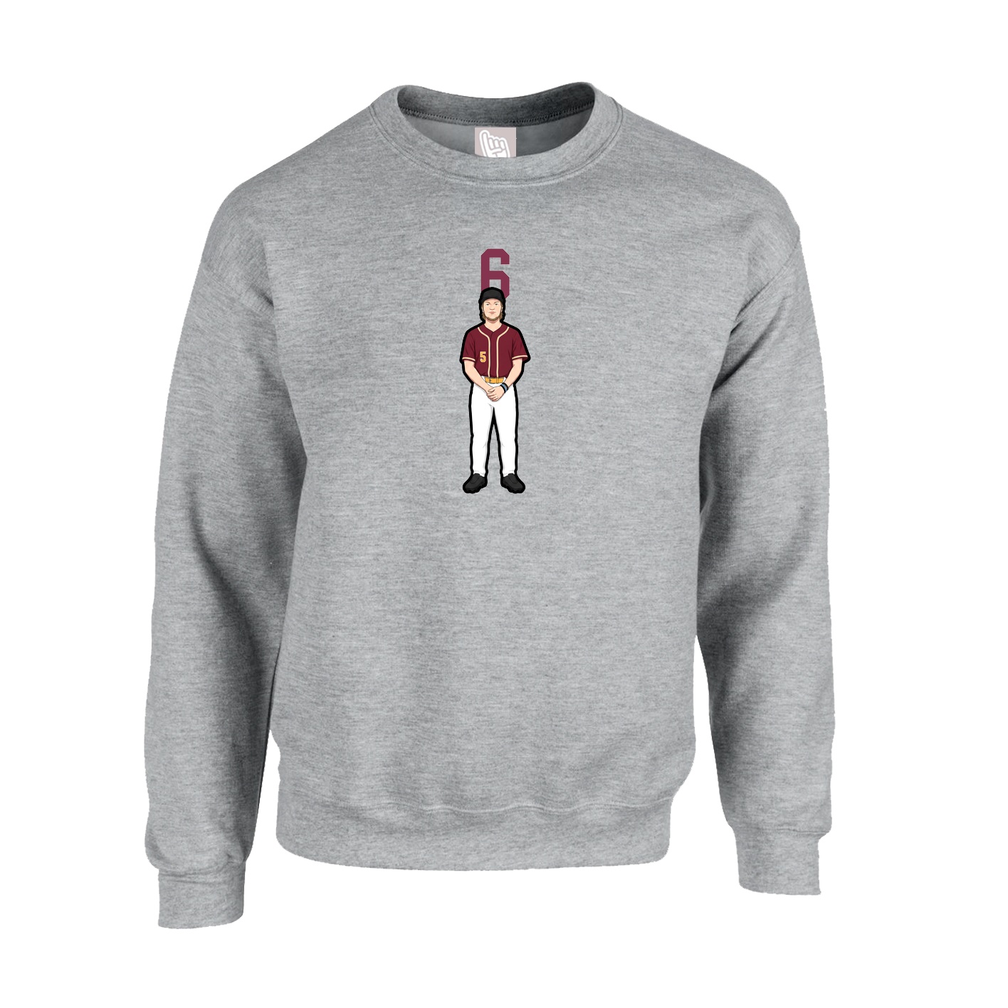 Fleece Crew — Number Top in Grey