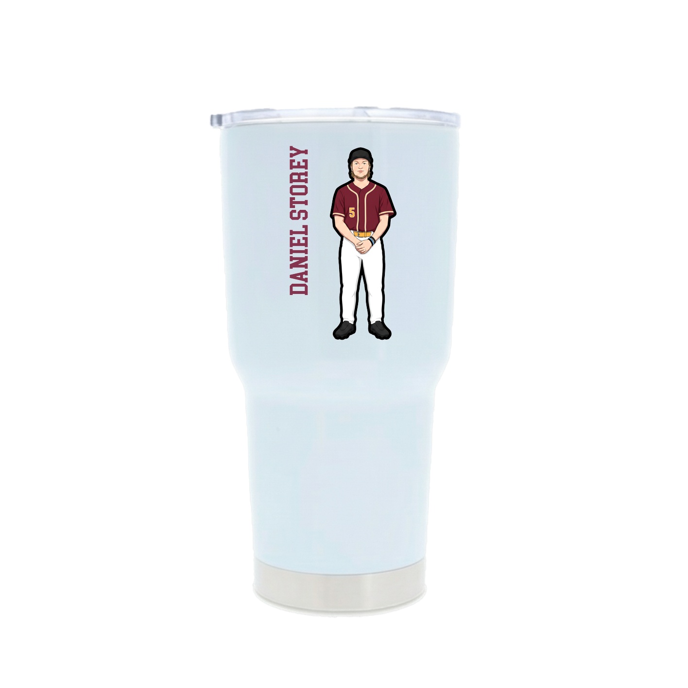 30oz Stainless Steel Tumbler — Name Vertical in White