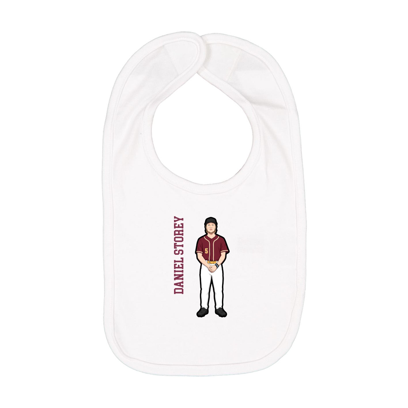 Infant Bib — Name Vertical in White