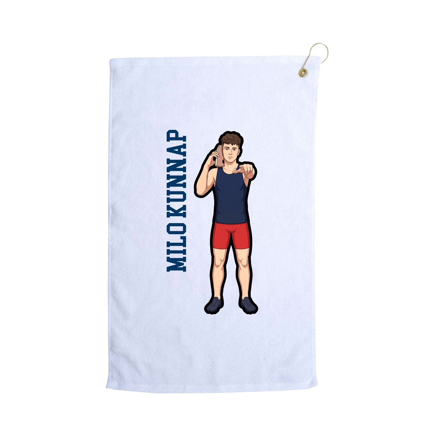 Golf Towel — Name Vertical in White