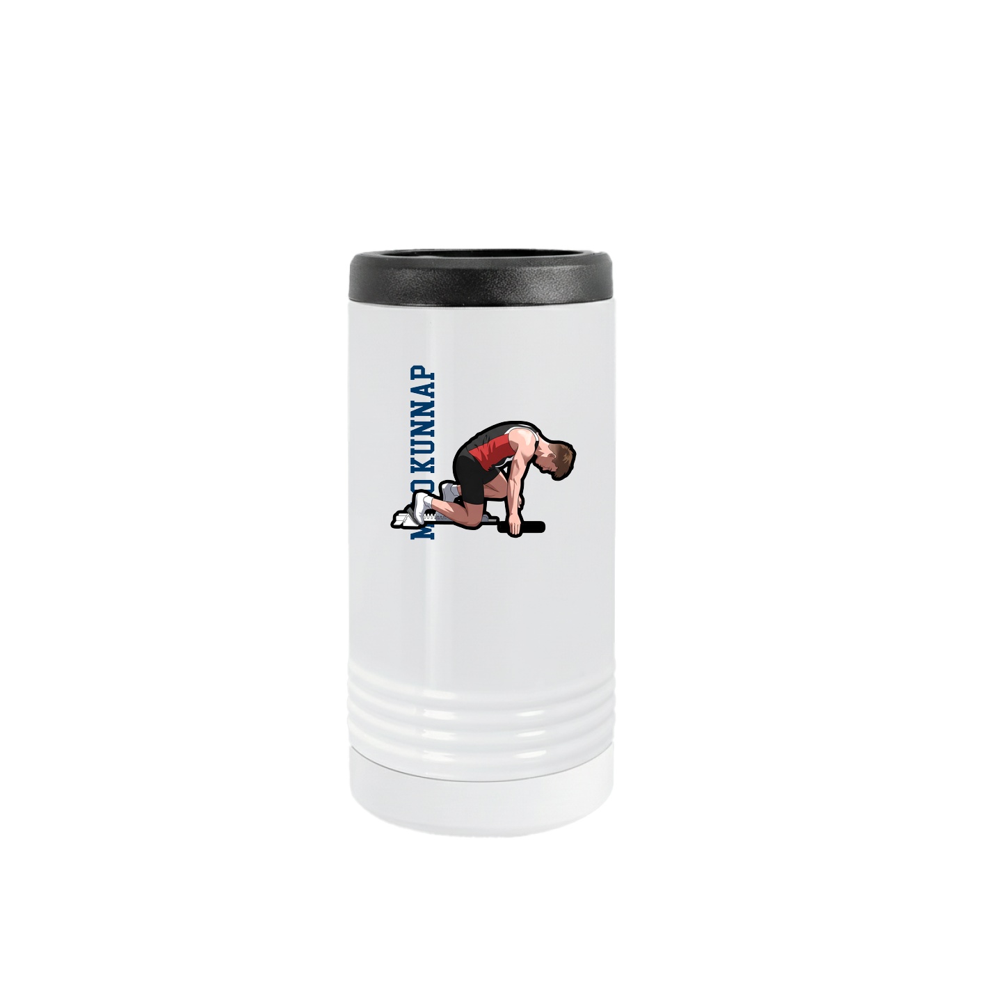 Slim Beverage Holder — Name Vertical in White