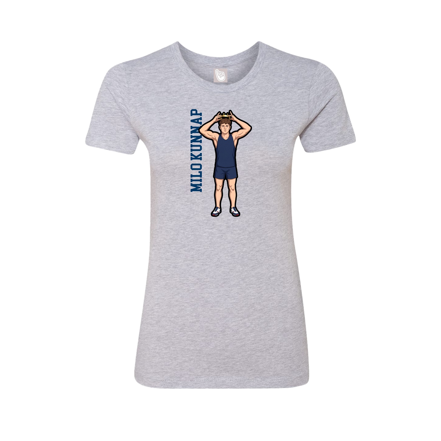 Fitted Women's Tee — Name Vertical in Grey