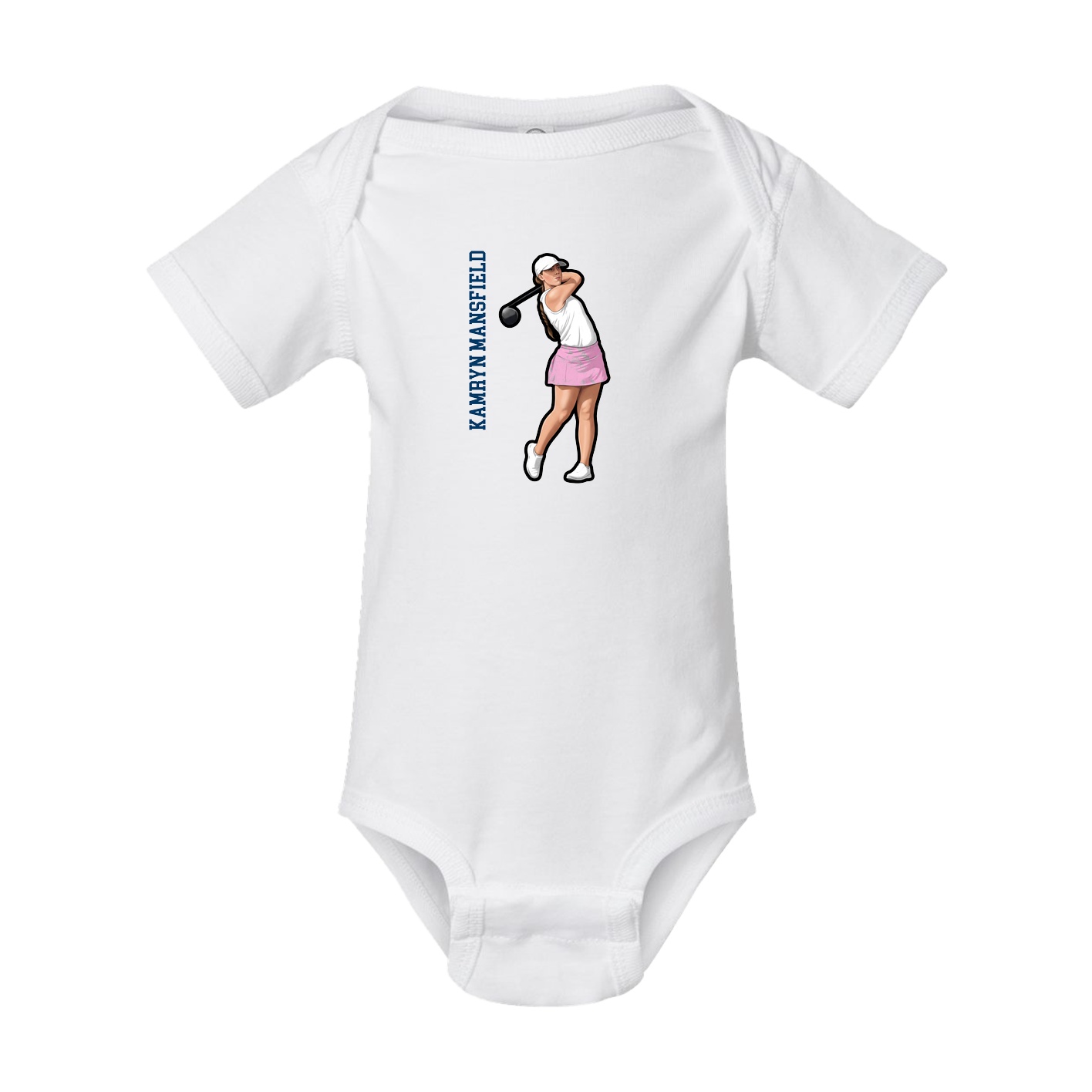 Baby Onesie — Name Vertical in White
