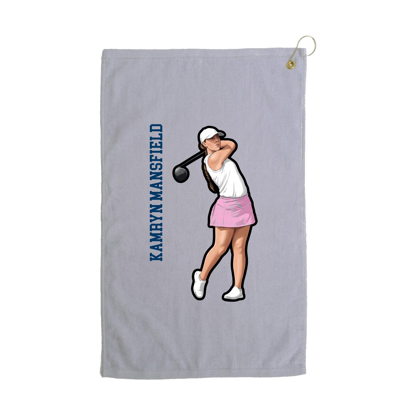 Golf Towel — Name Vertical in Grey