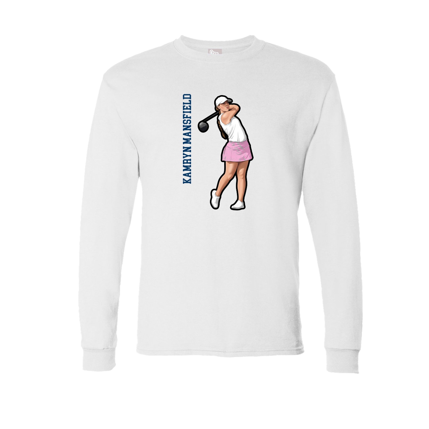 Long Sleeve Tee — Name Vertical in White