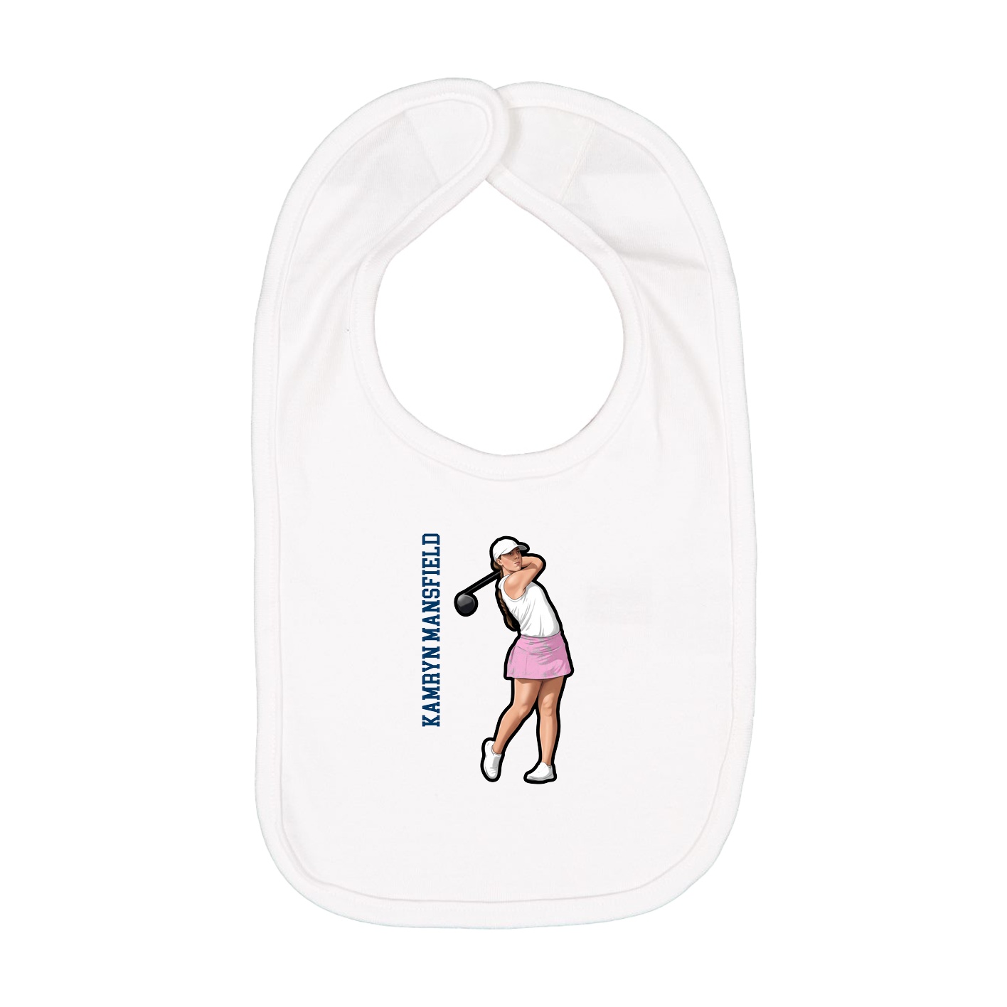 Infant Bib — Name Vertical in White