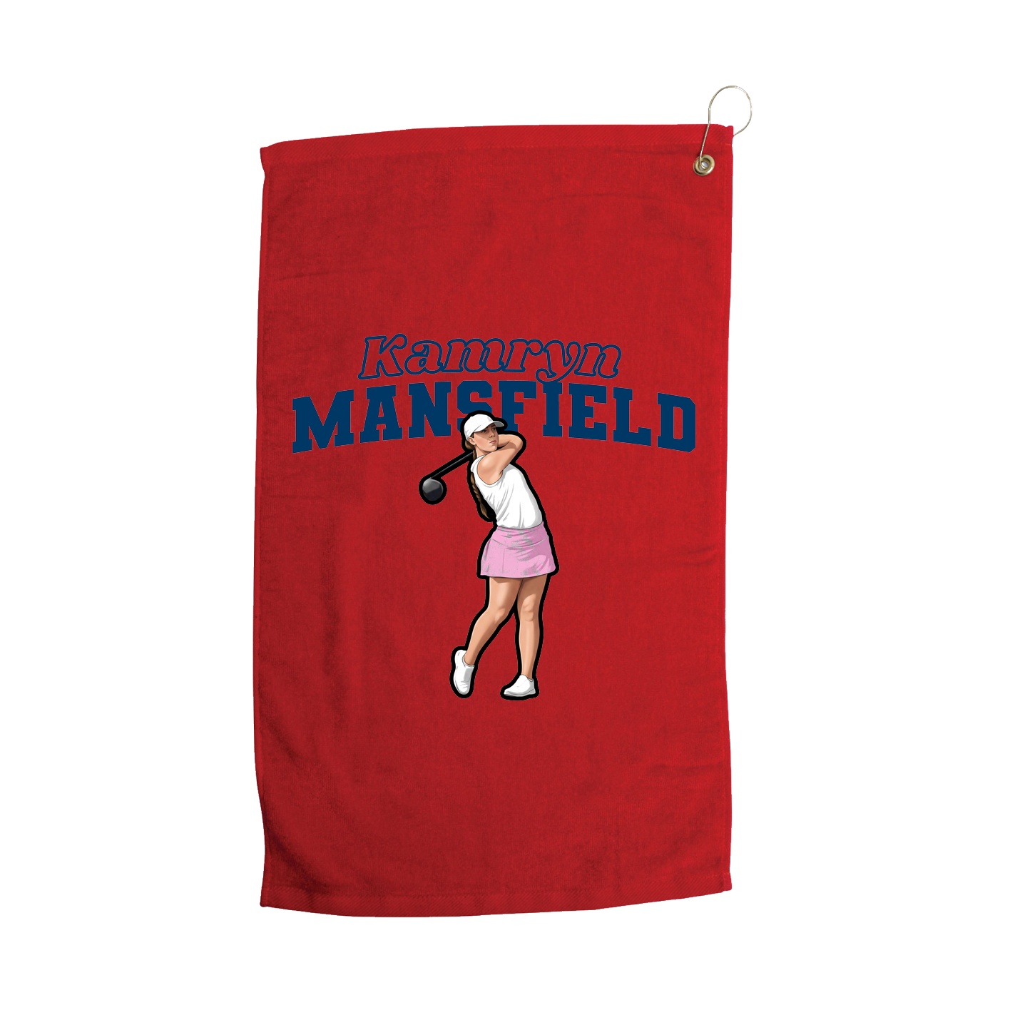 Golf Towel — Name Arch in Red