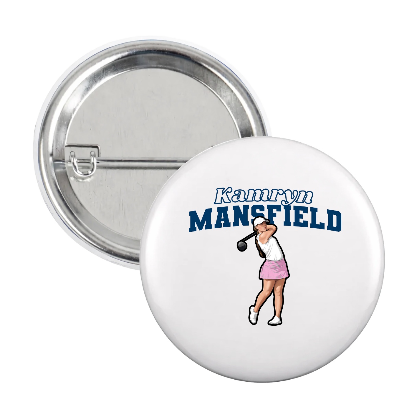 Game Day Button — Name Arch in White